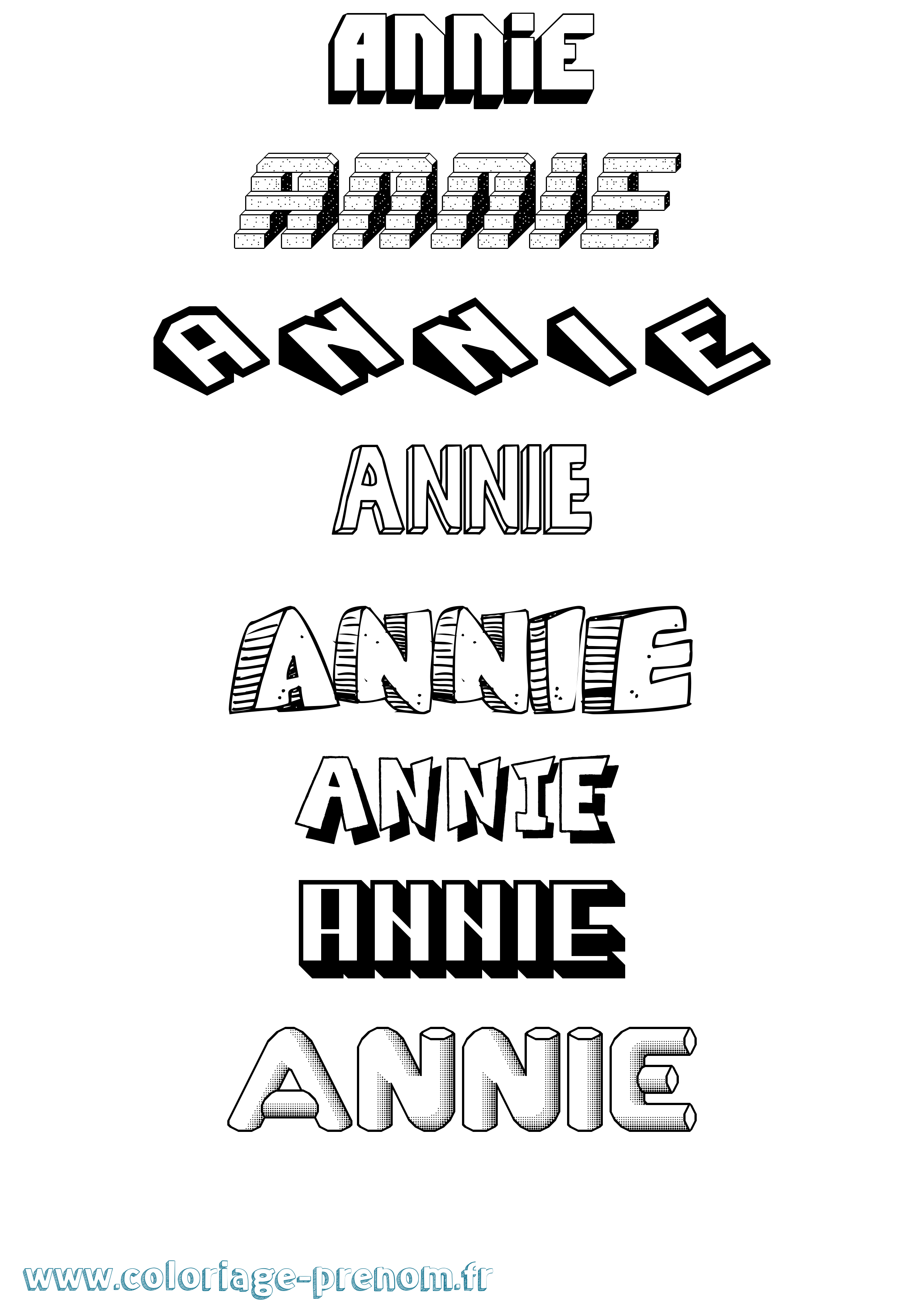 Coloriage prénom Annie Effet 3D