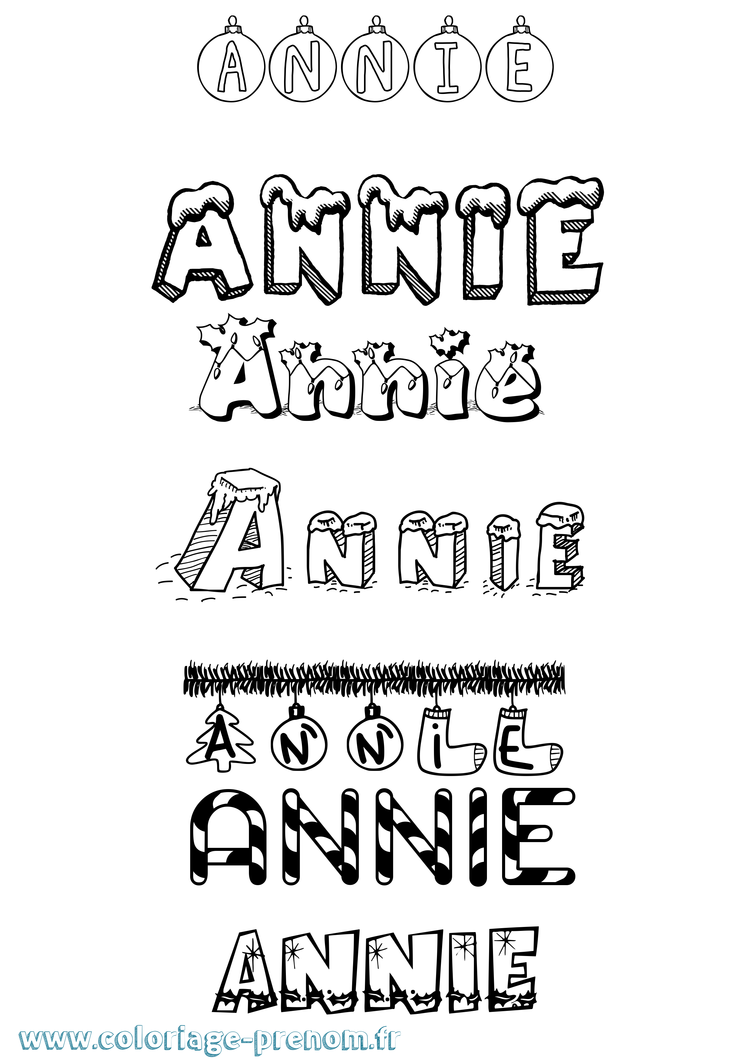 Coloriage prénom Annie Noël