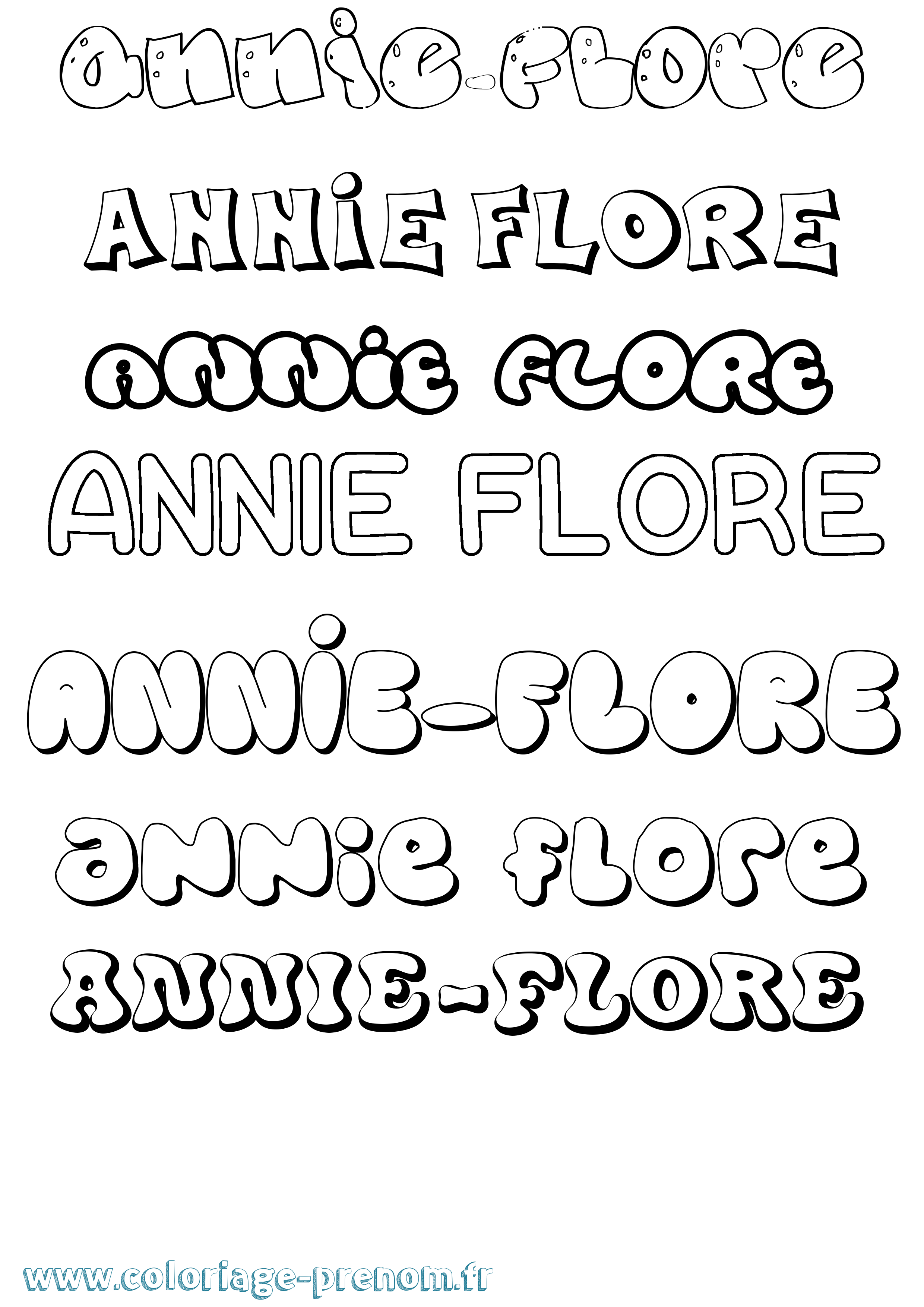 Coloriage prénom Annie-Flore Bubble