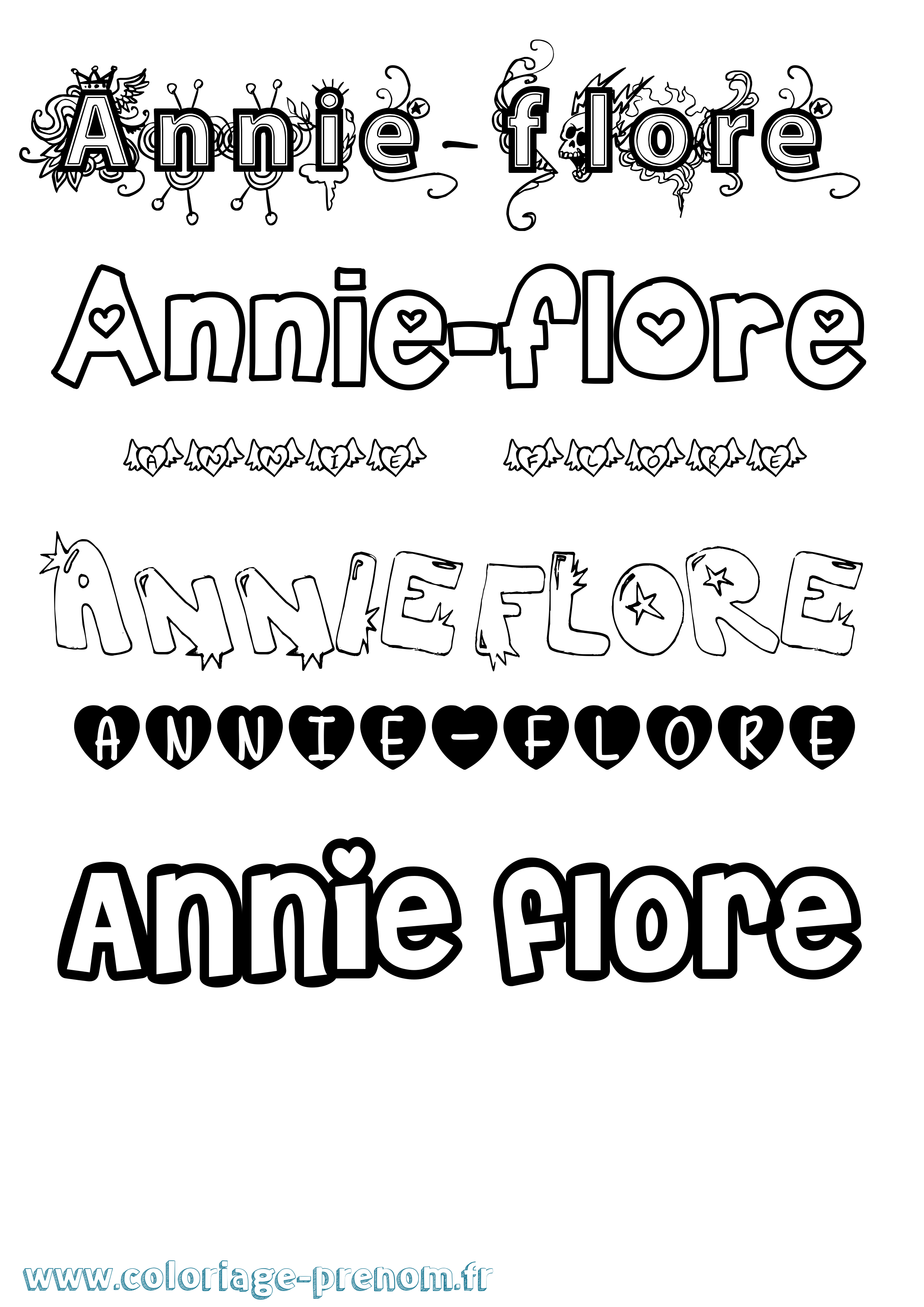 Coloriage prénom Annie-Flore Girly