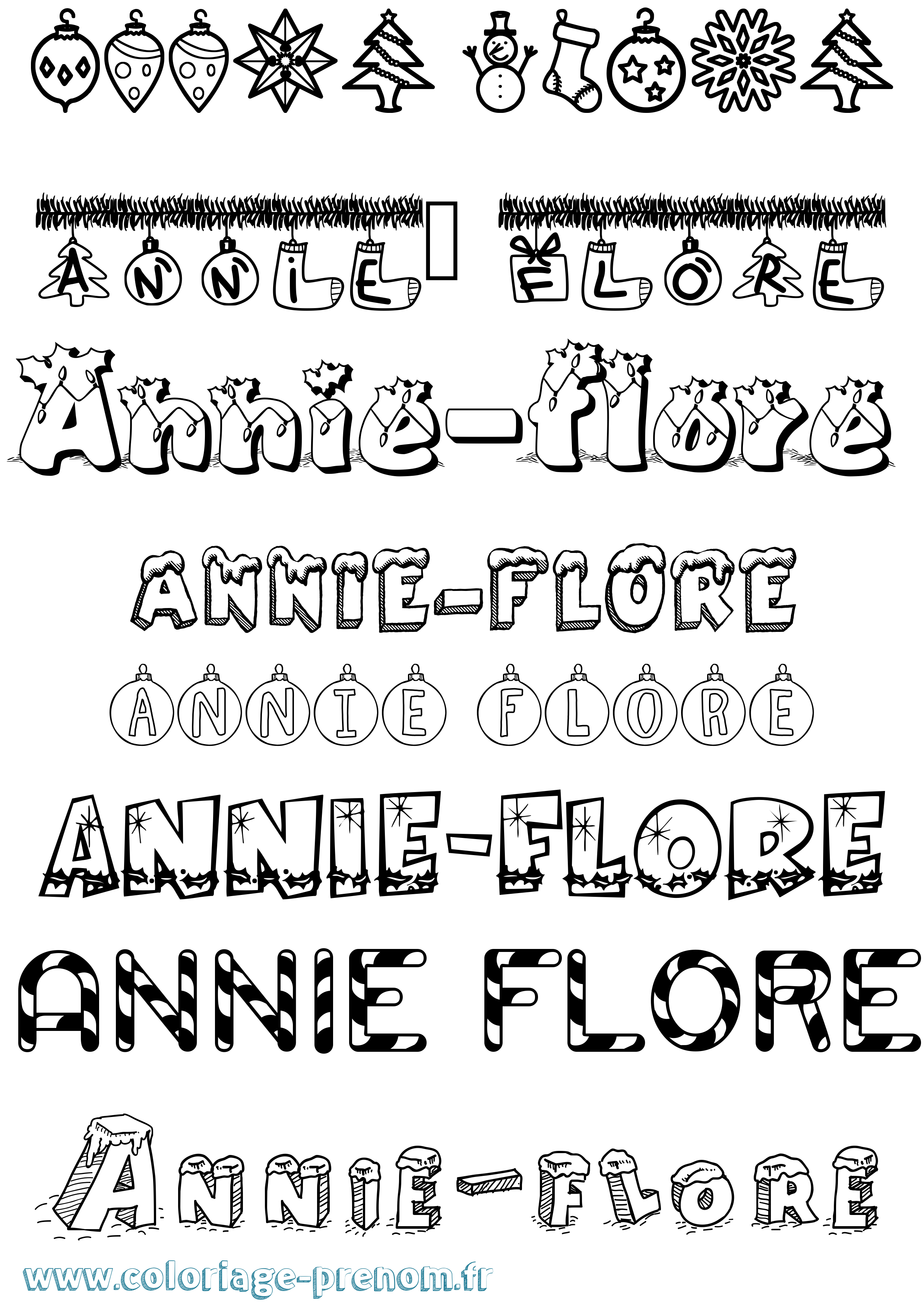Coloriage prénom Annie-Flore Noël