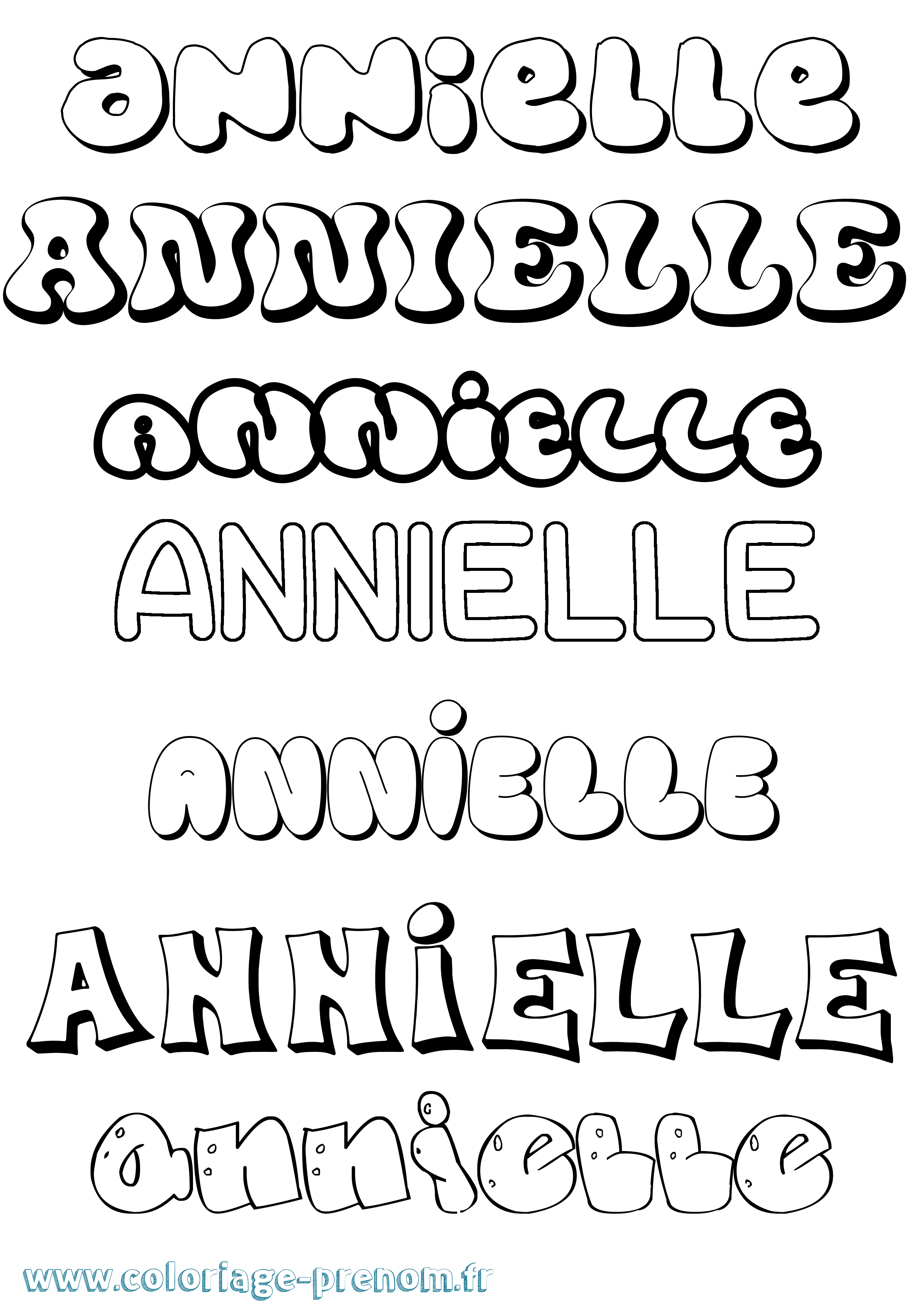 Coloriage prénom Annielle Bubble