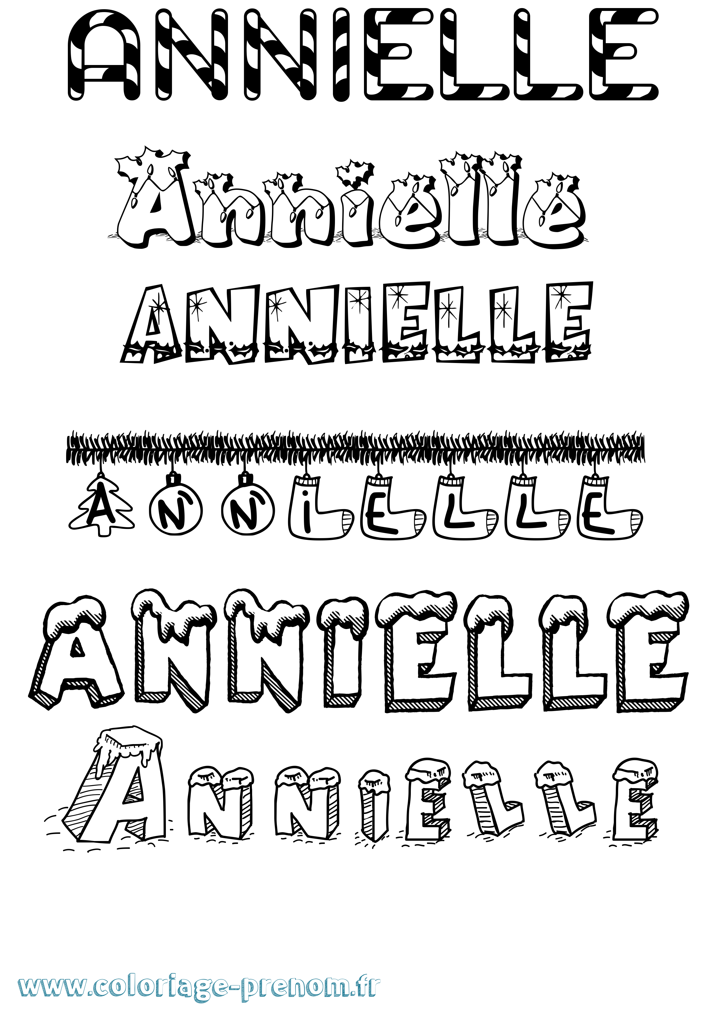 Coloriage prénom Annielle Noël