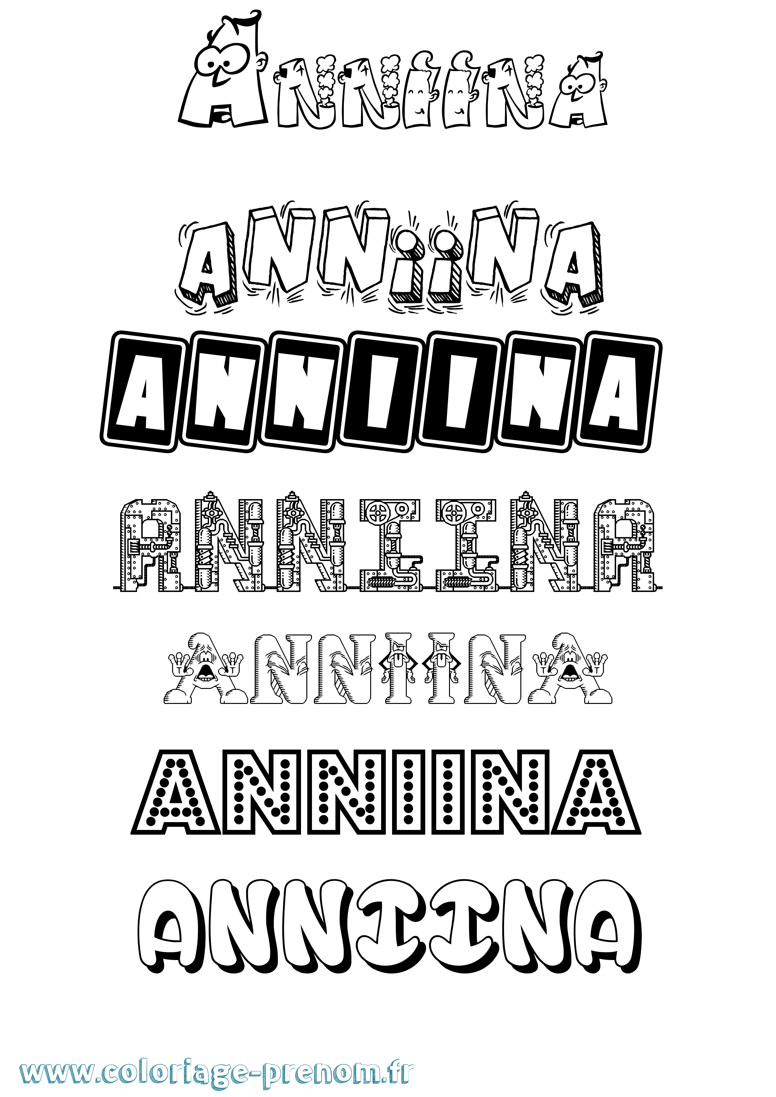Coloriage prénom Anniina Fun