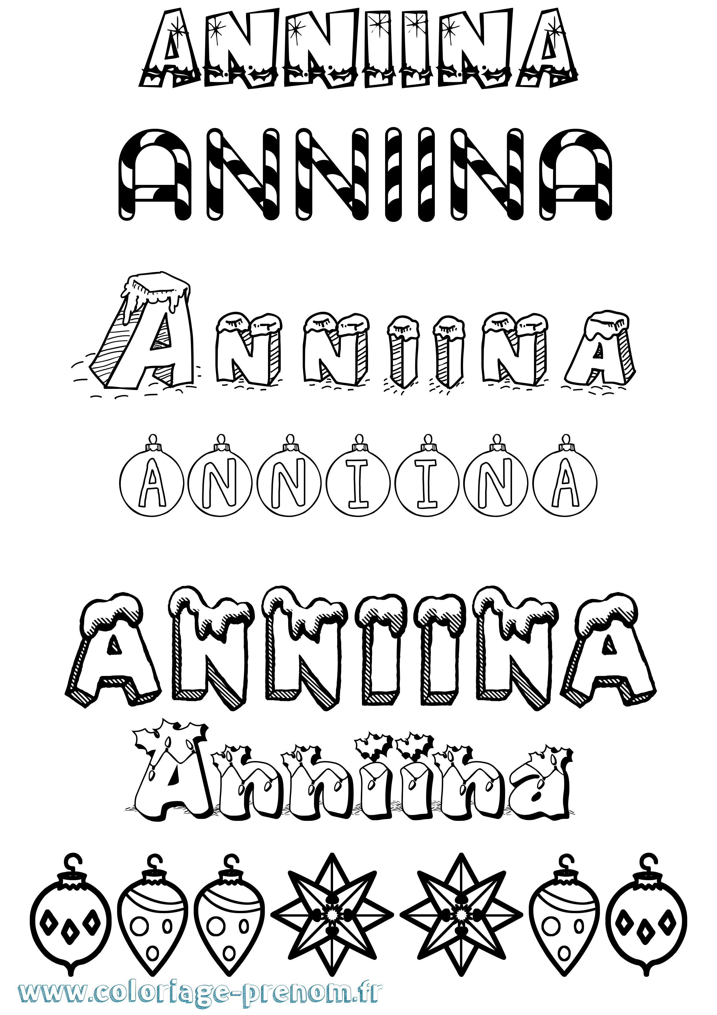 Coloriage prénom Anniina Noël