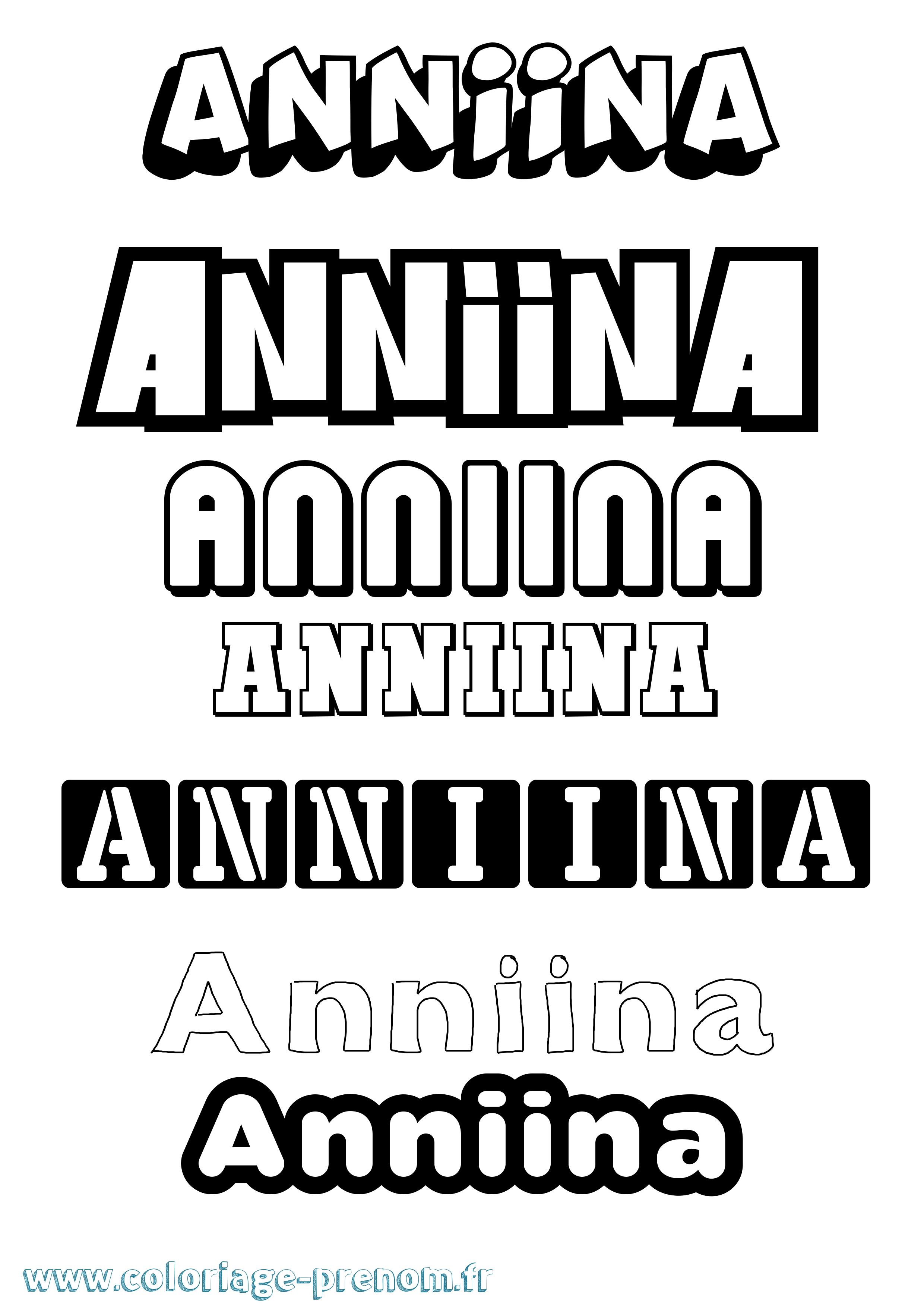 Coloriage prénom Anniina Simple