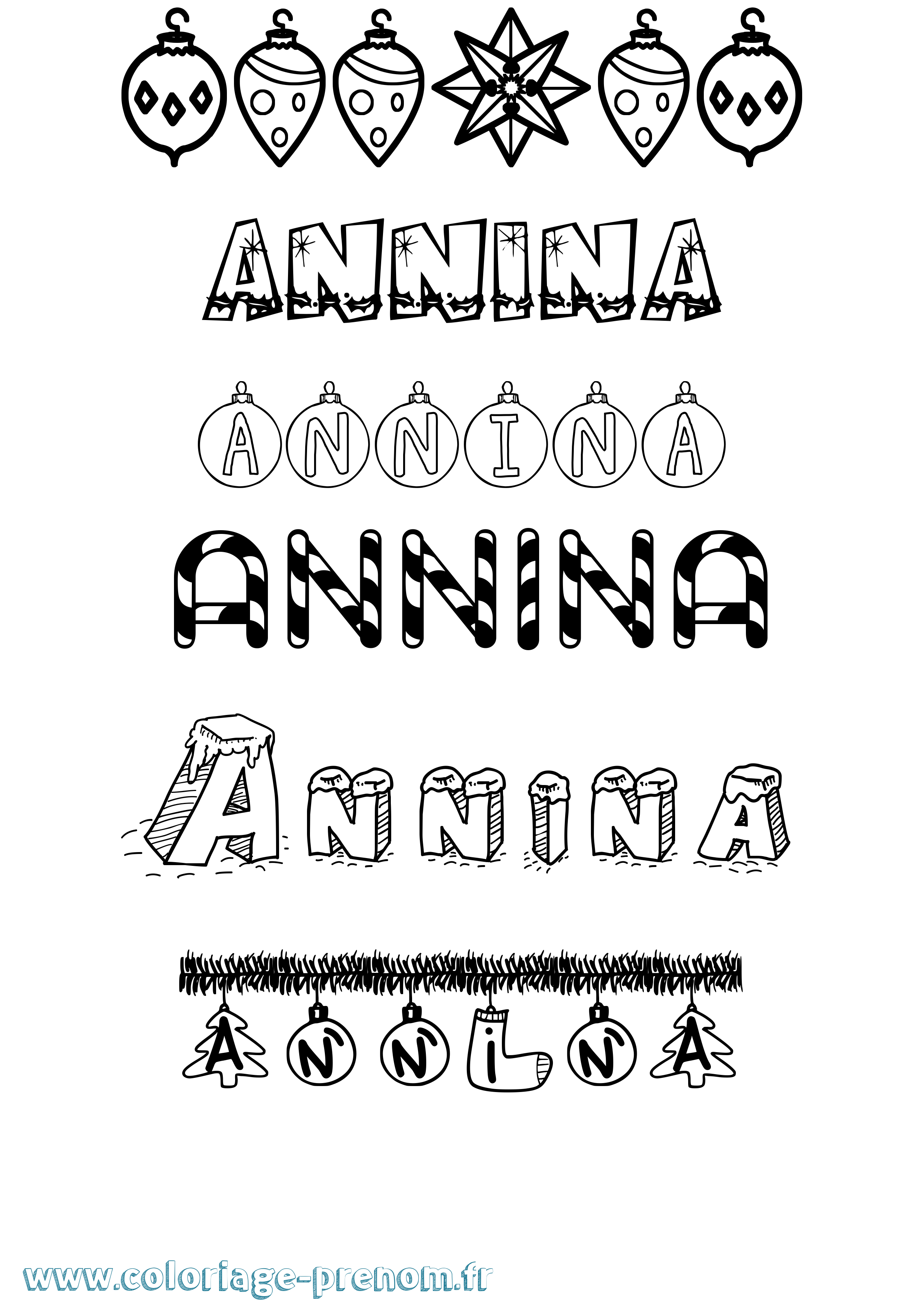 Coloriage prénom Annina Noël