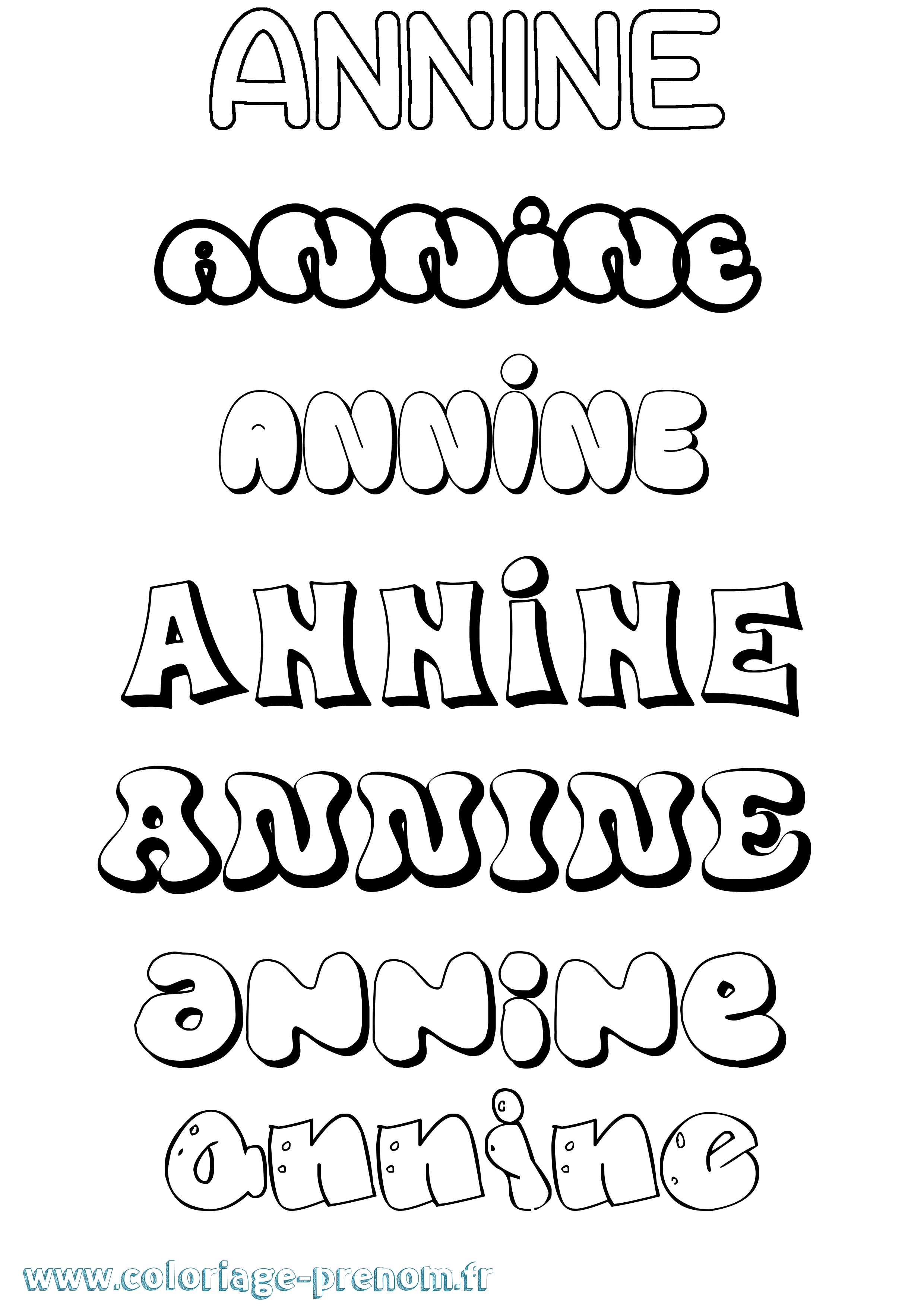 Coloriage Annine Bubble Coloriage prénom Annine Bubble