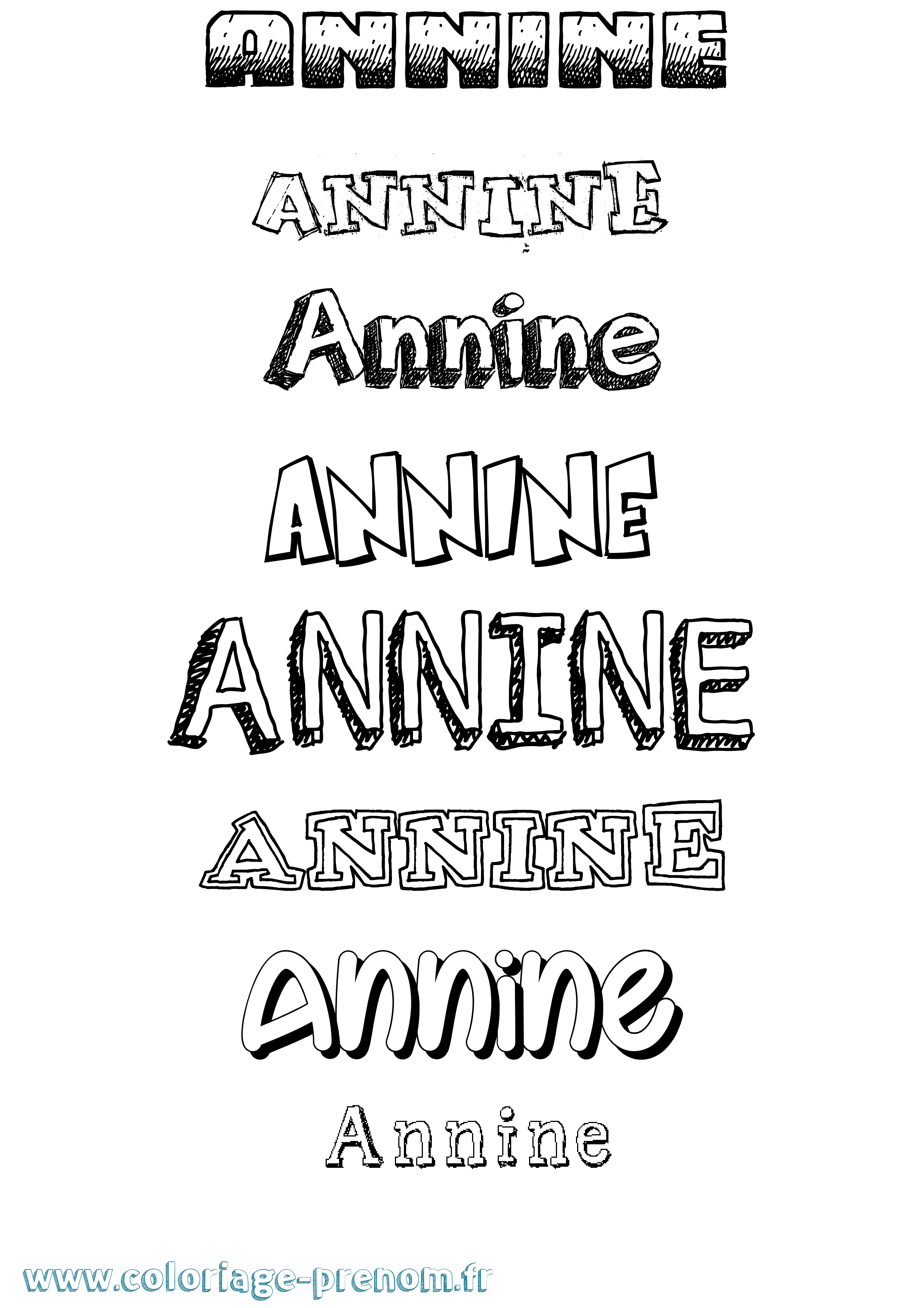 Coloriage prénom Annine Dessiné
