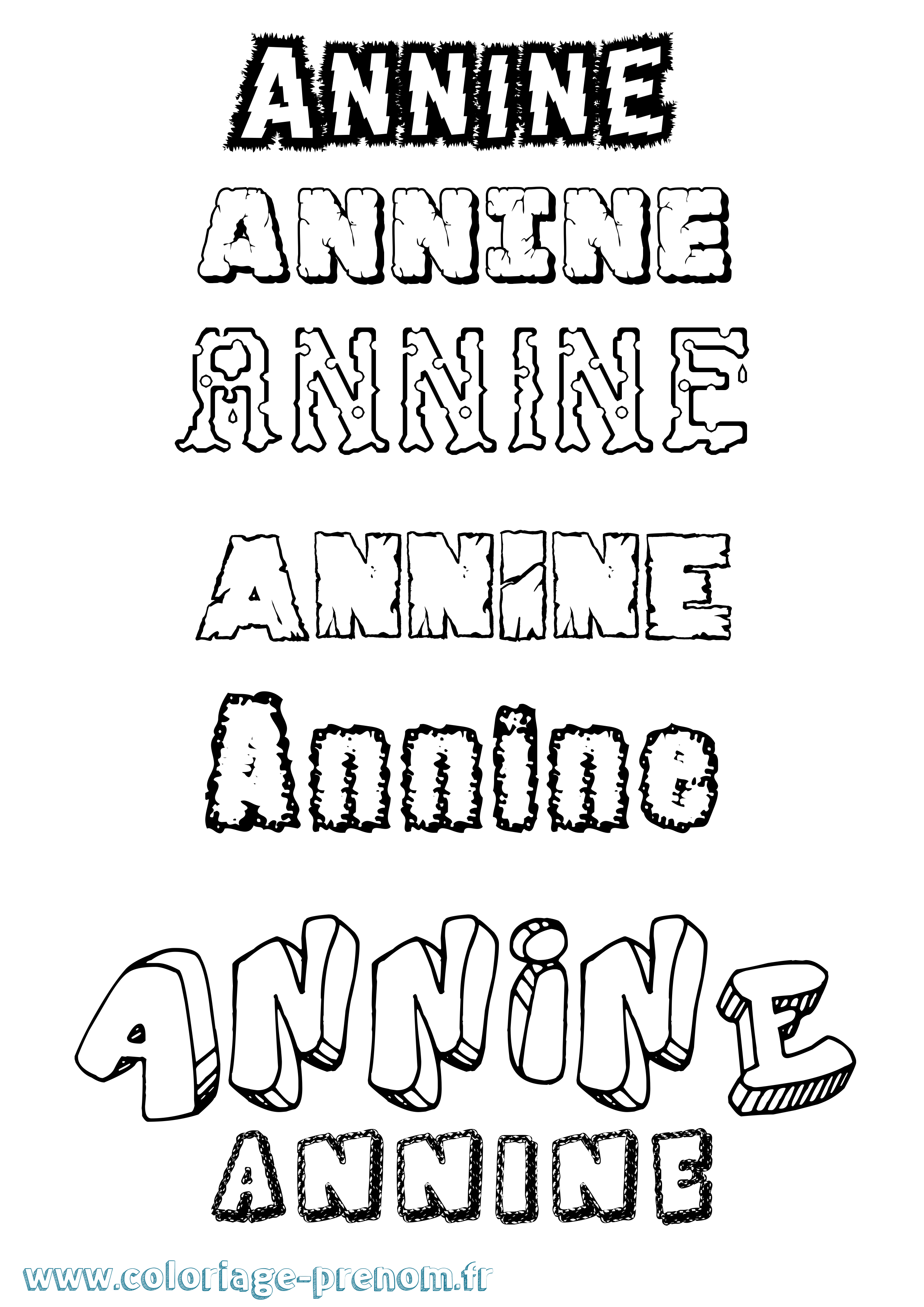 Coloriage Annine Destructuré Coloriage prénom Annine Destructuré