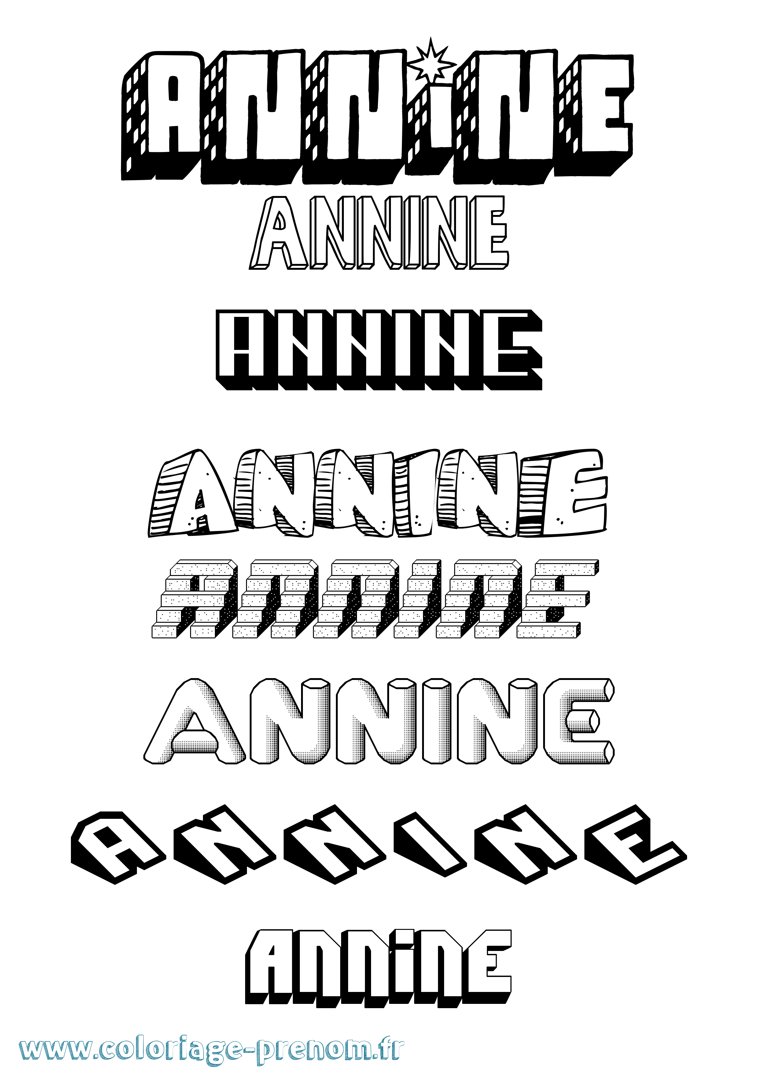 Coloriage Annine Effet 3D Coloriage prénom Annine Effet 3D