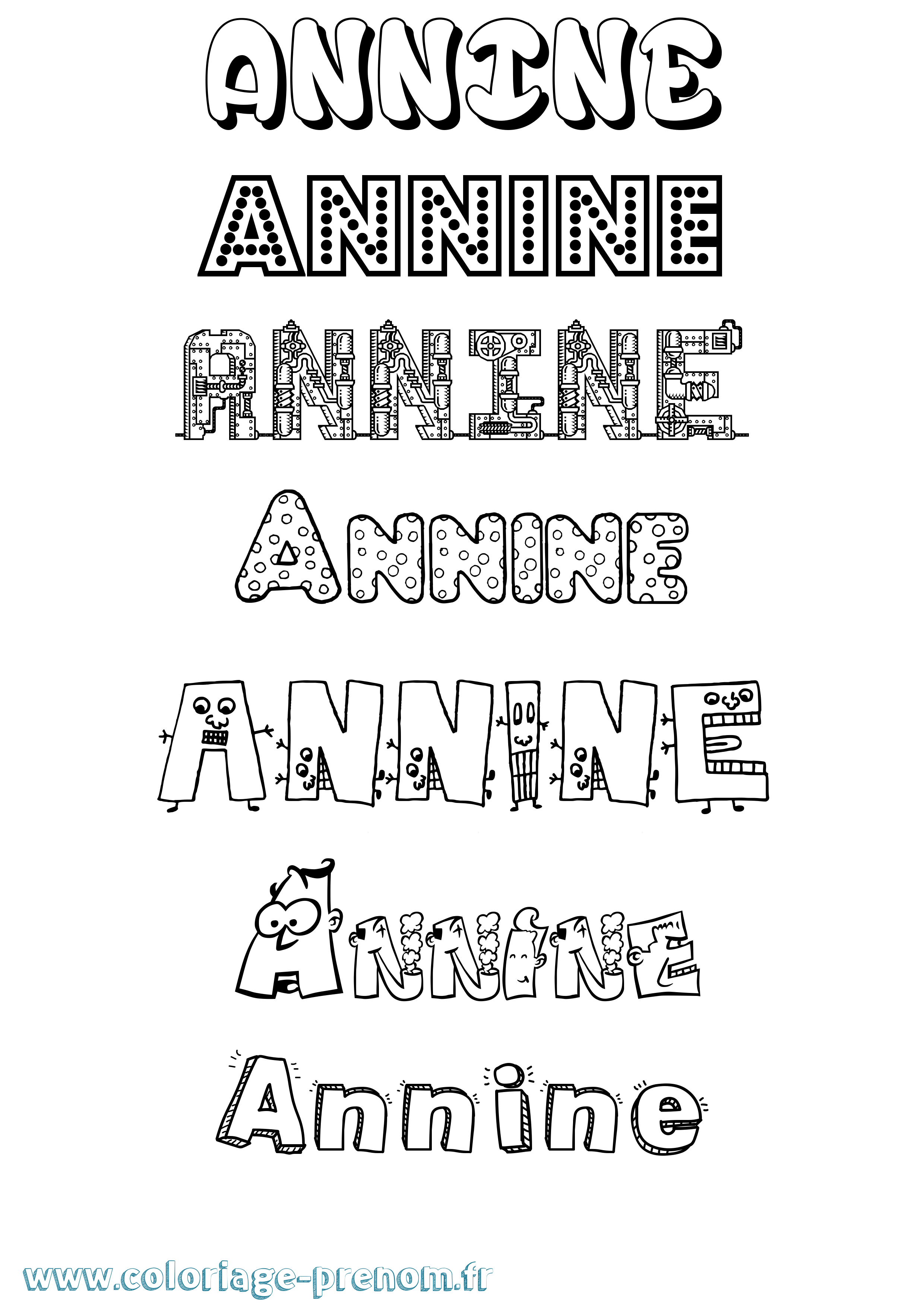 Coloriage Annine Fun Coloriage prénom Annine Fun