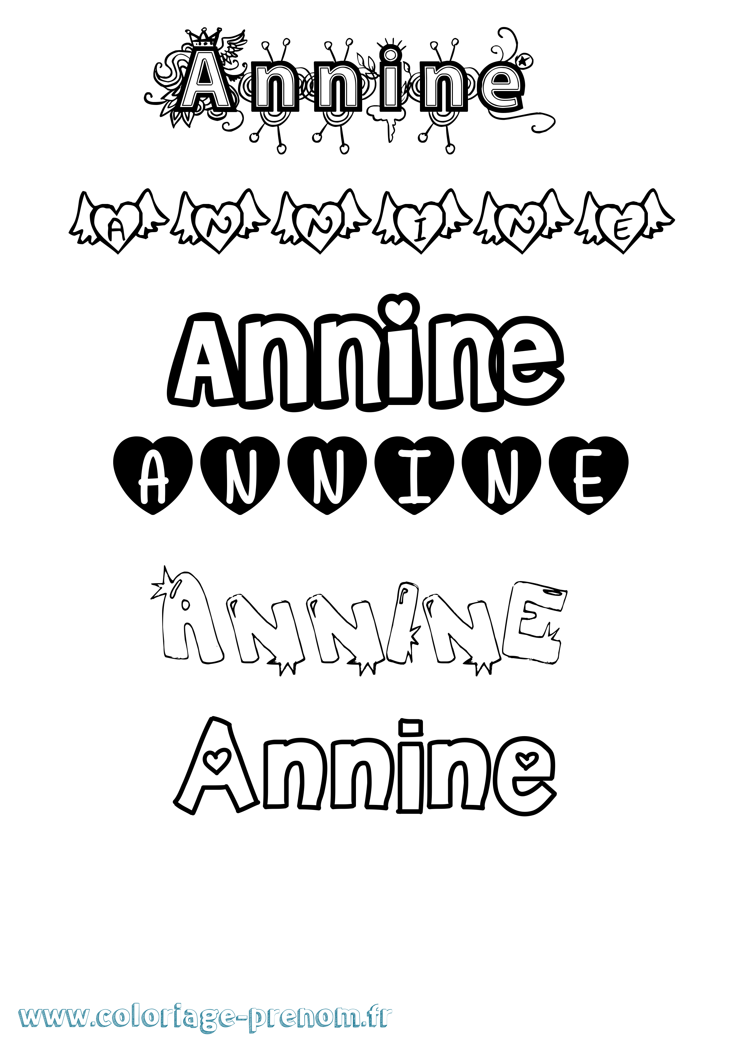 Coloriage Annine Girly Coloriage prénom Annine Girly