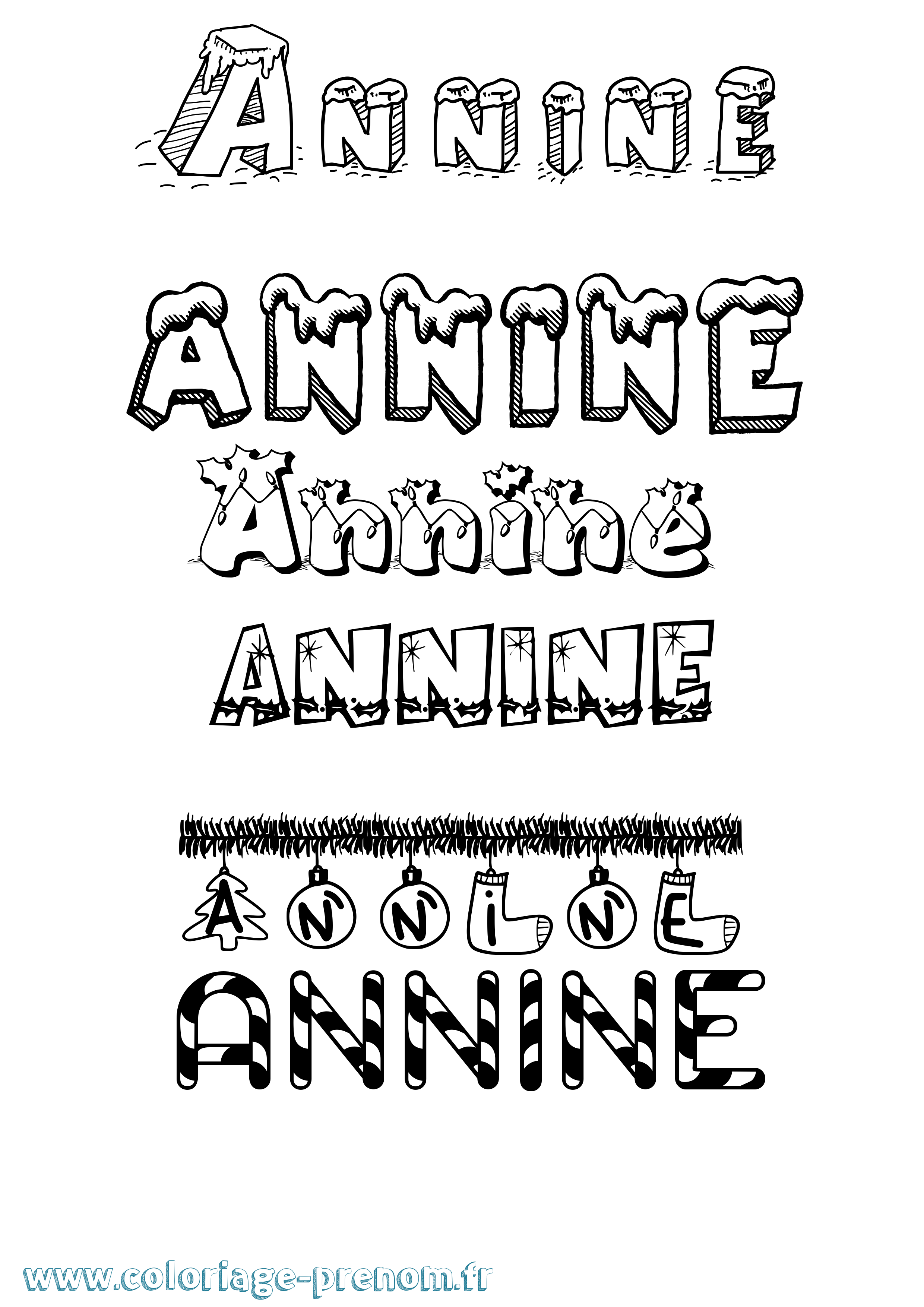Coloriage Annine Noël Coloriage prénom Annine Noël