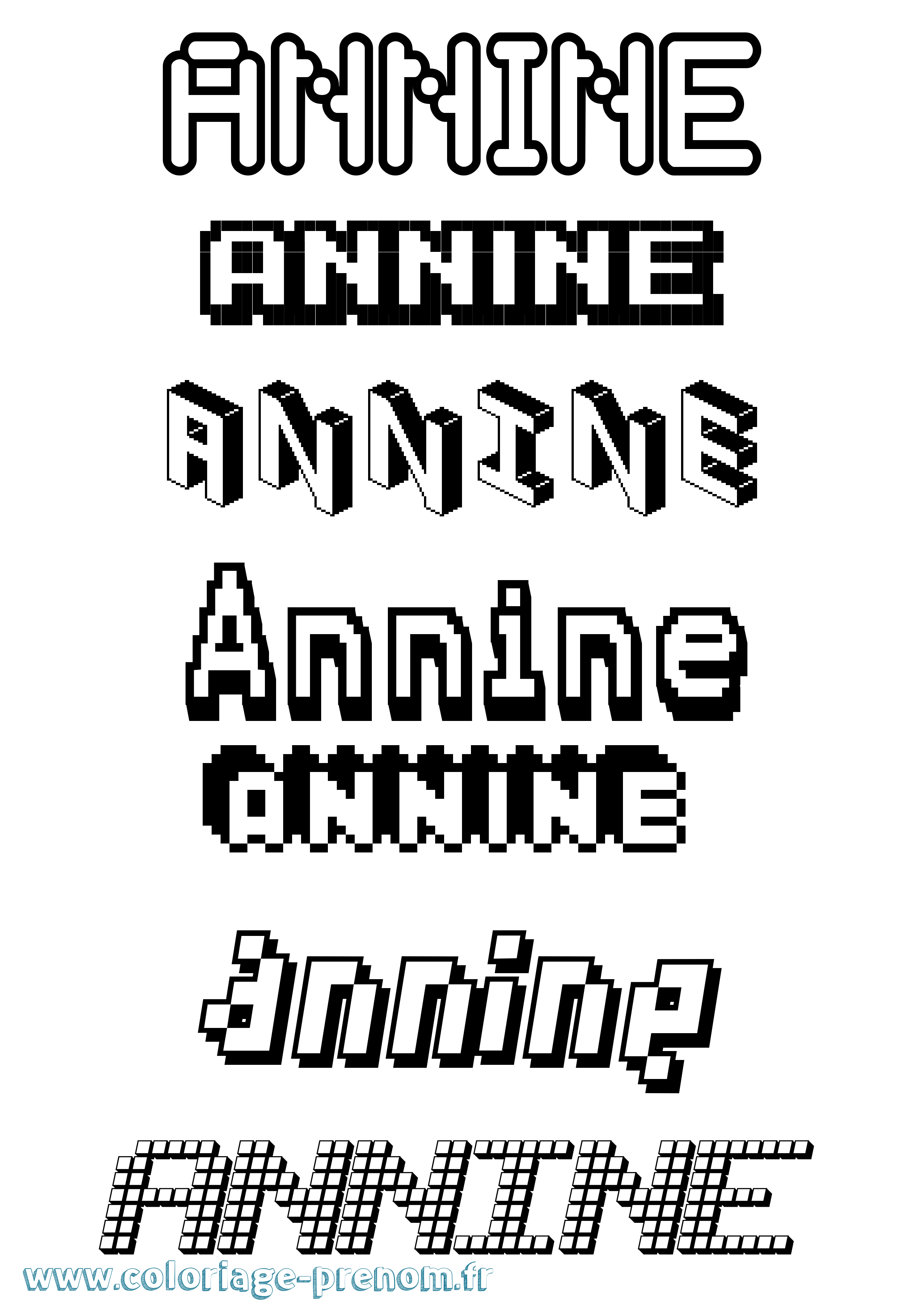 Coloriage prénom Annine Pixel