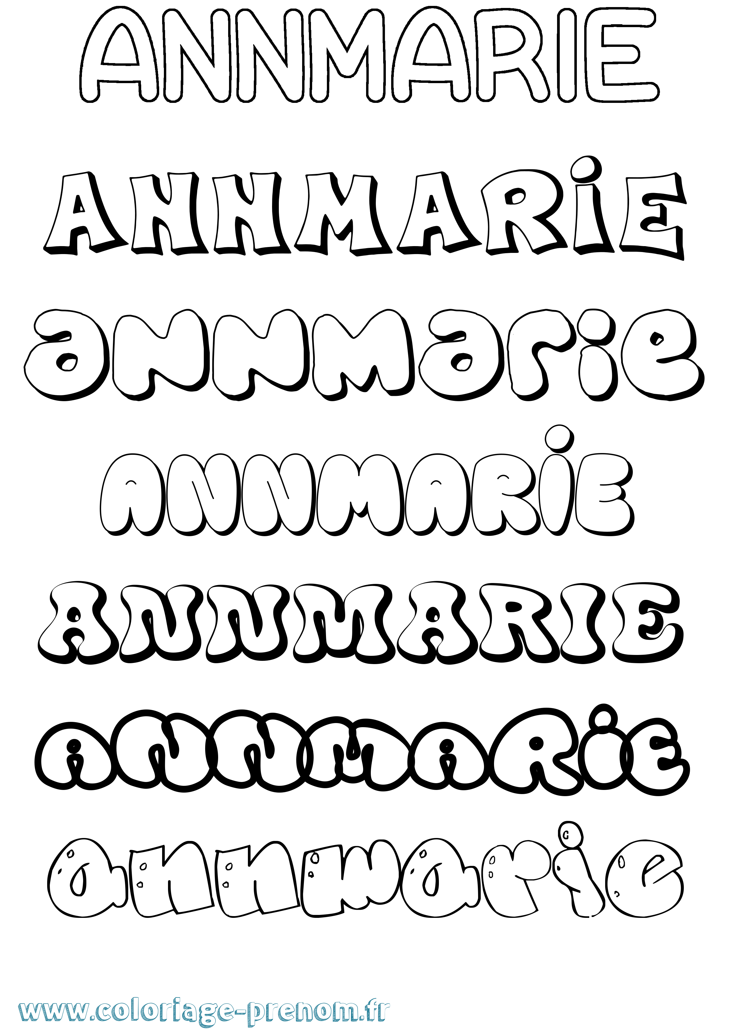 Coloriage Annmarie Bubble Coloriage prénom Annmarie Bubble