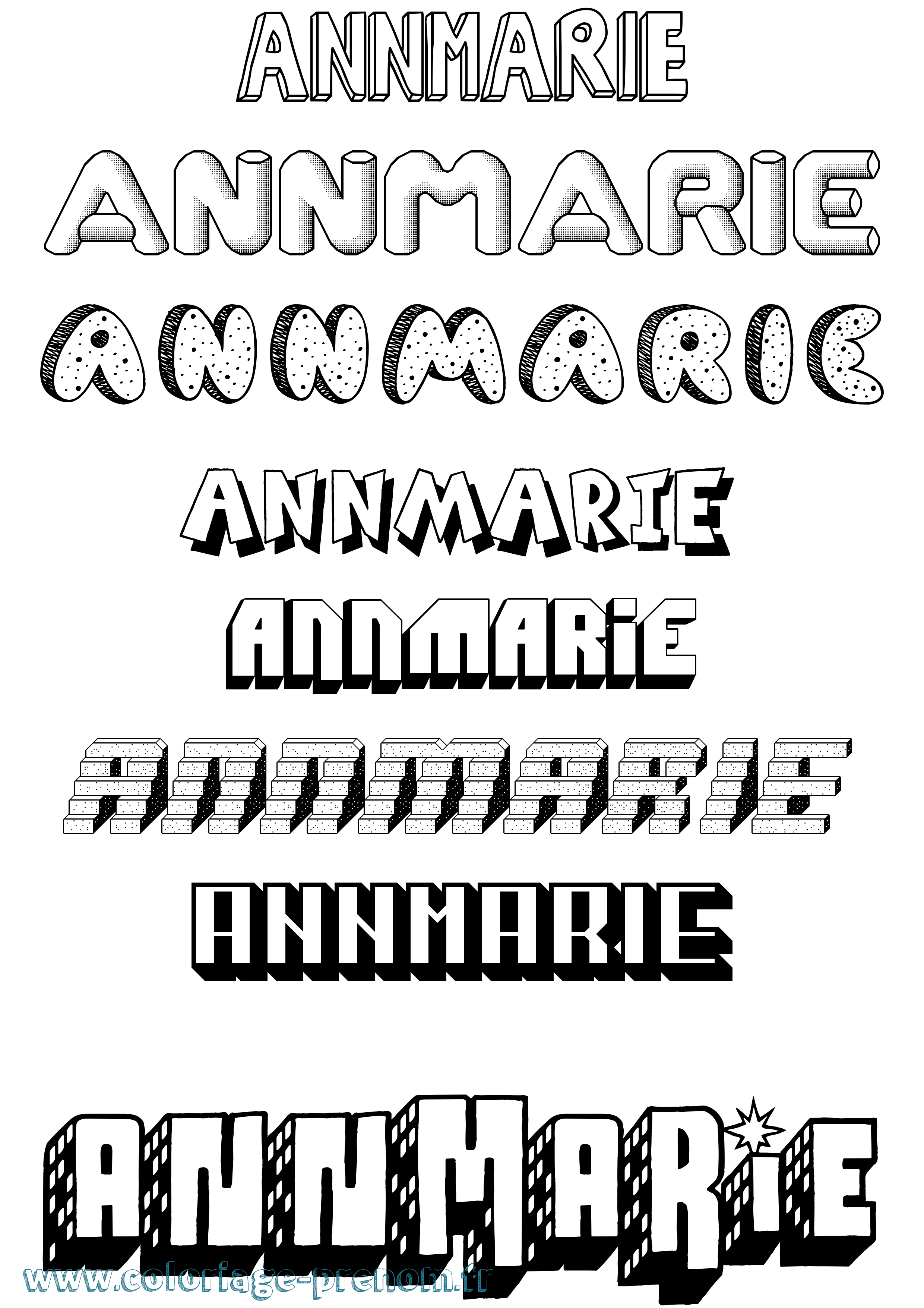 Coloriage Annmarie Effet 3D Coloriage prénom Annmarie Effet 3D