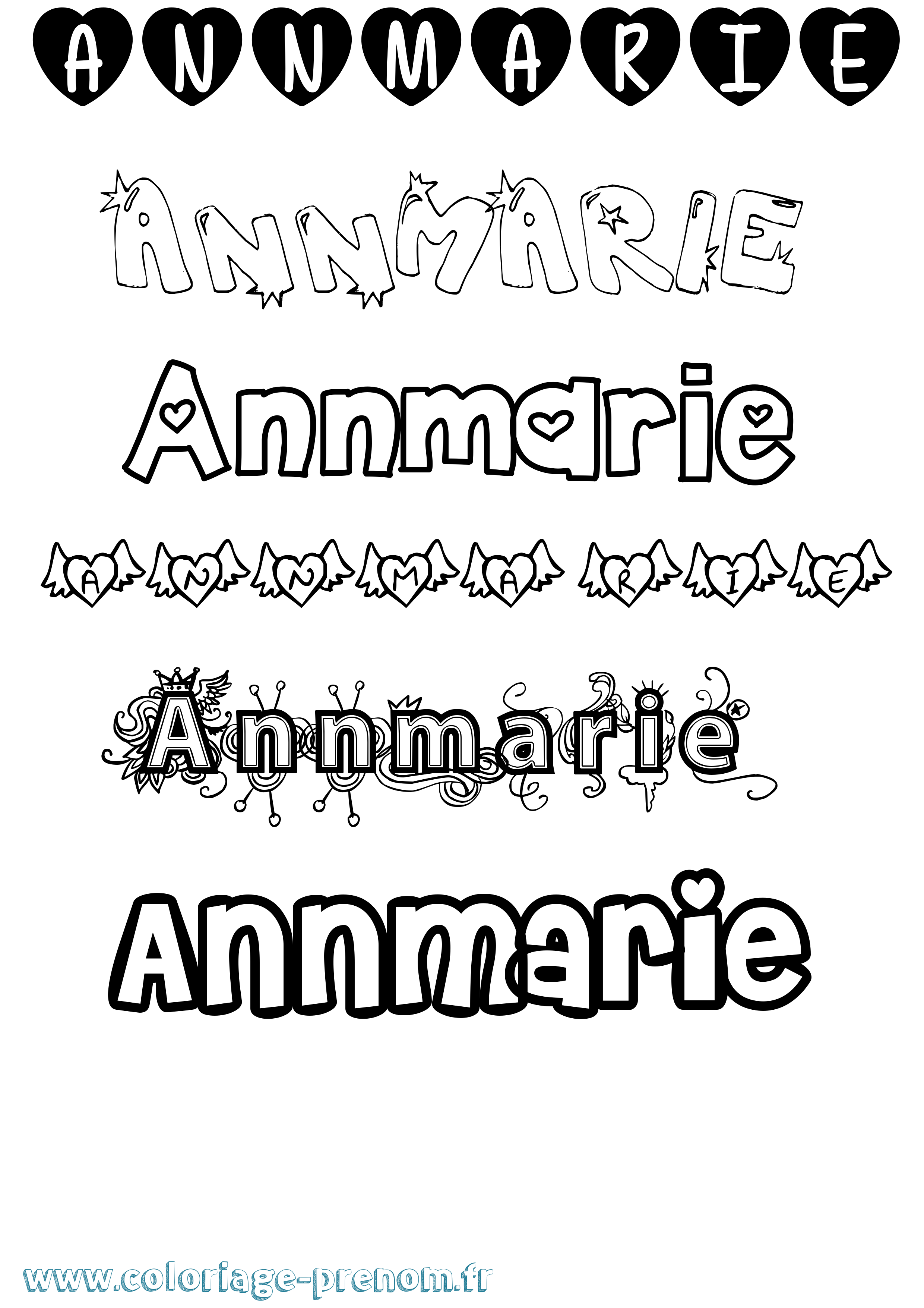 Coloriage Annmarie Girly Coloriage prénom Annmarie Girly