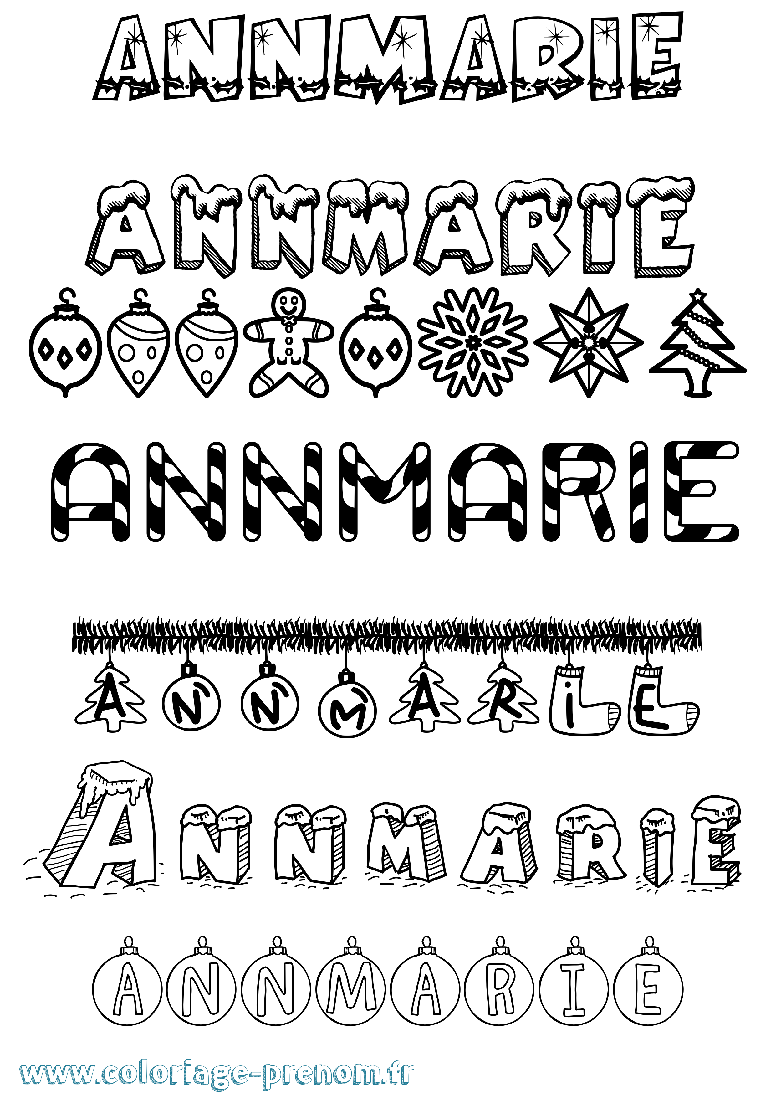 Coloriage Annmarie Noël Coloriage prénom Annmarie Noël