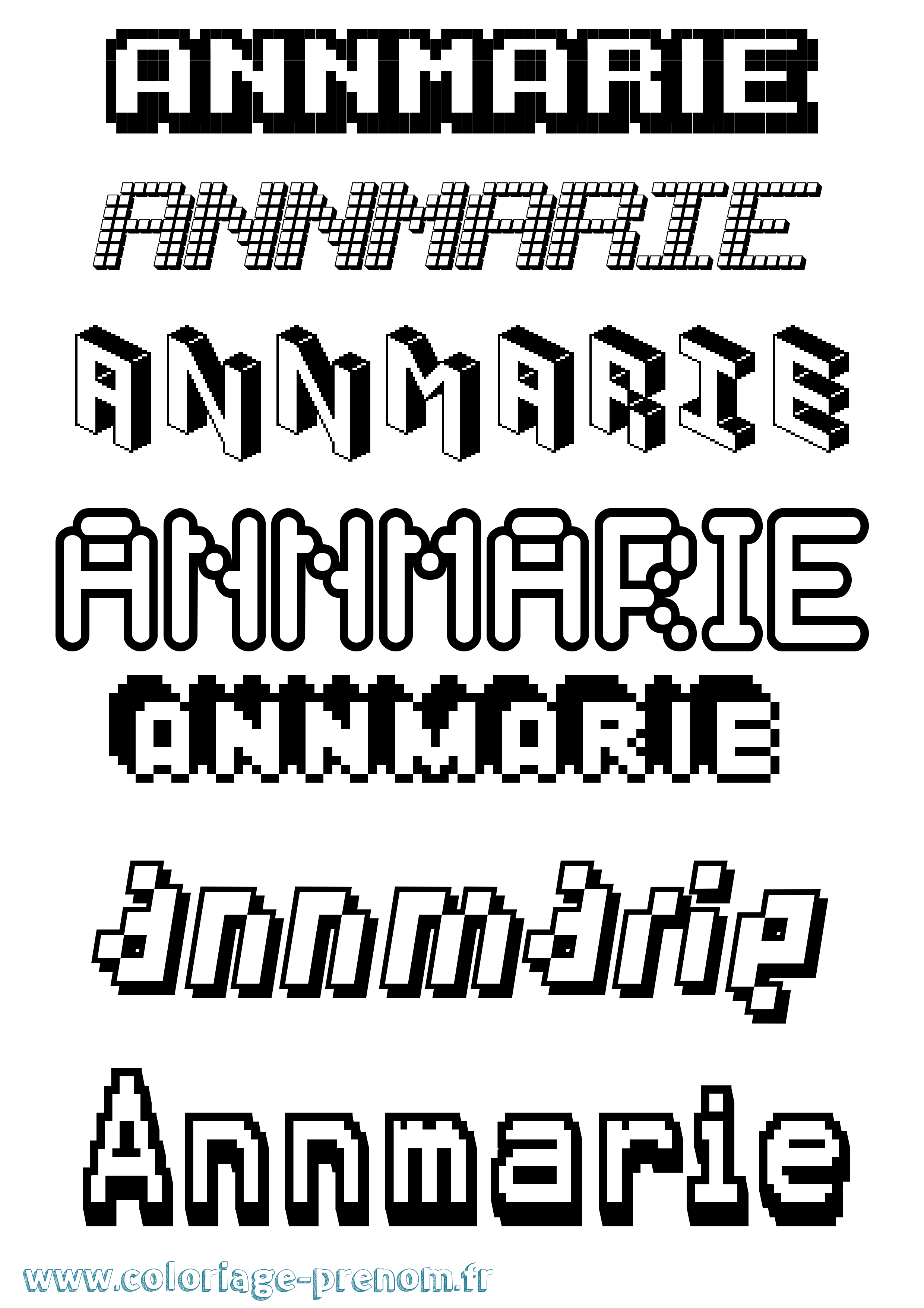 Coloriage Annmarie Pixel Coloriage prénom Annmarie Pixel