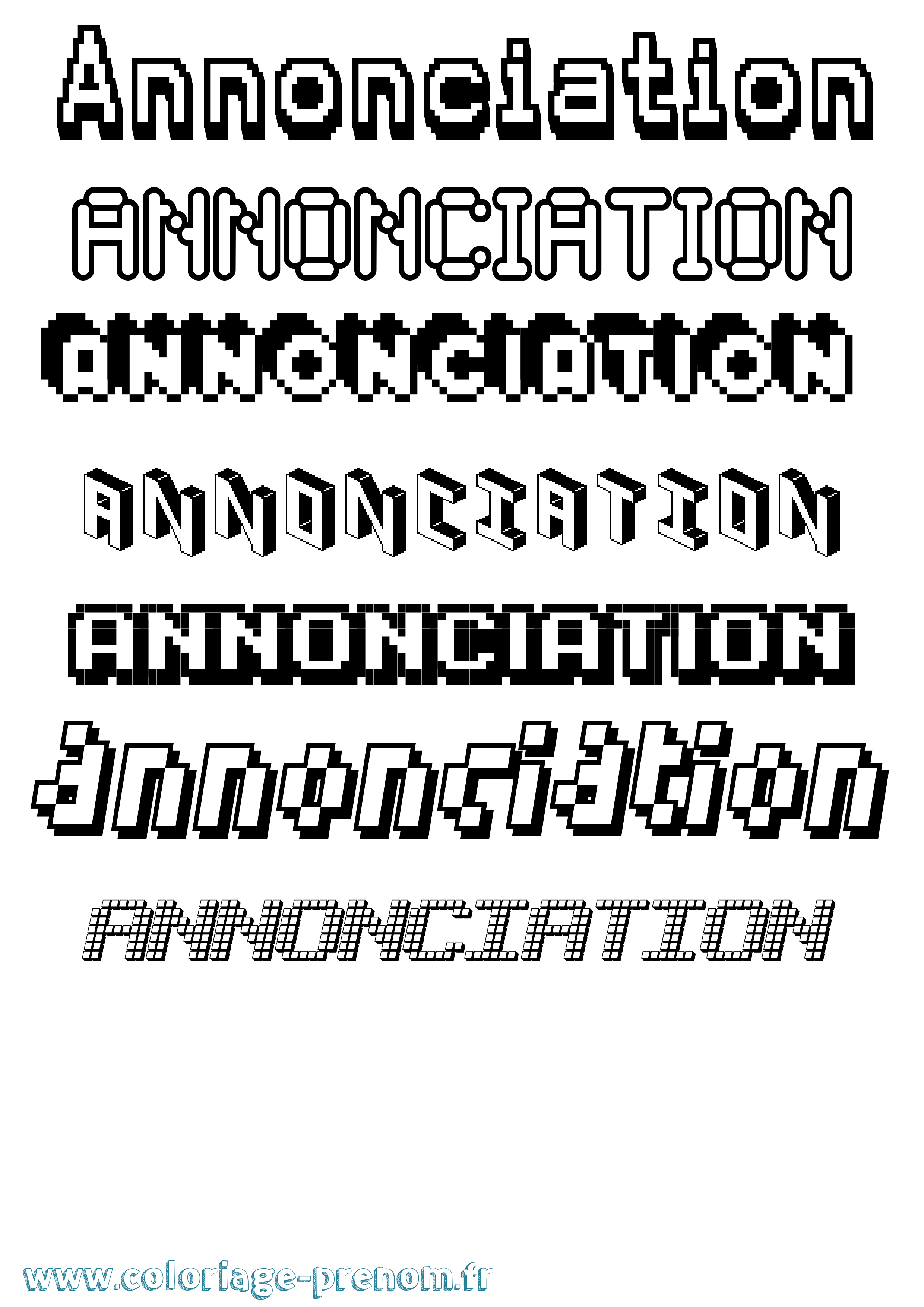 Coloriage prénom Annonciation Pixel