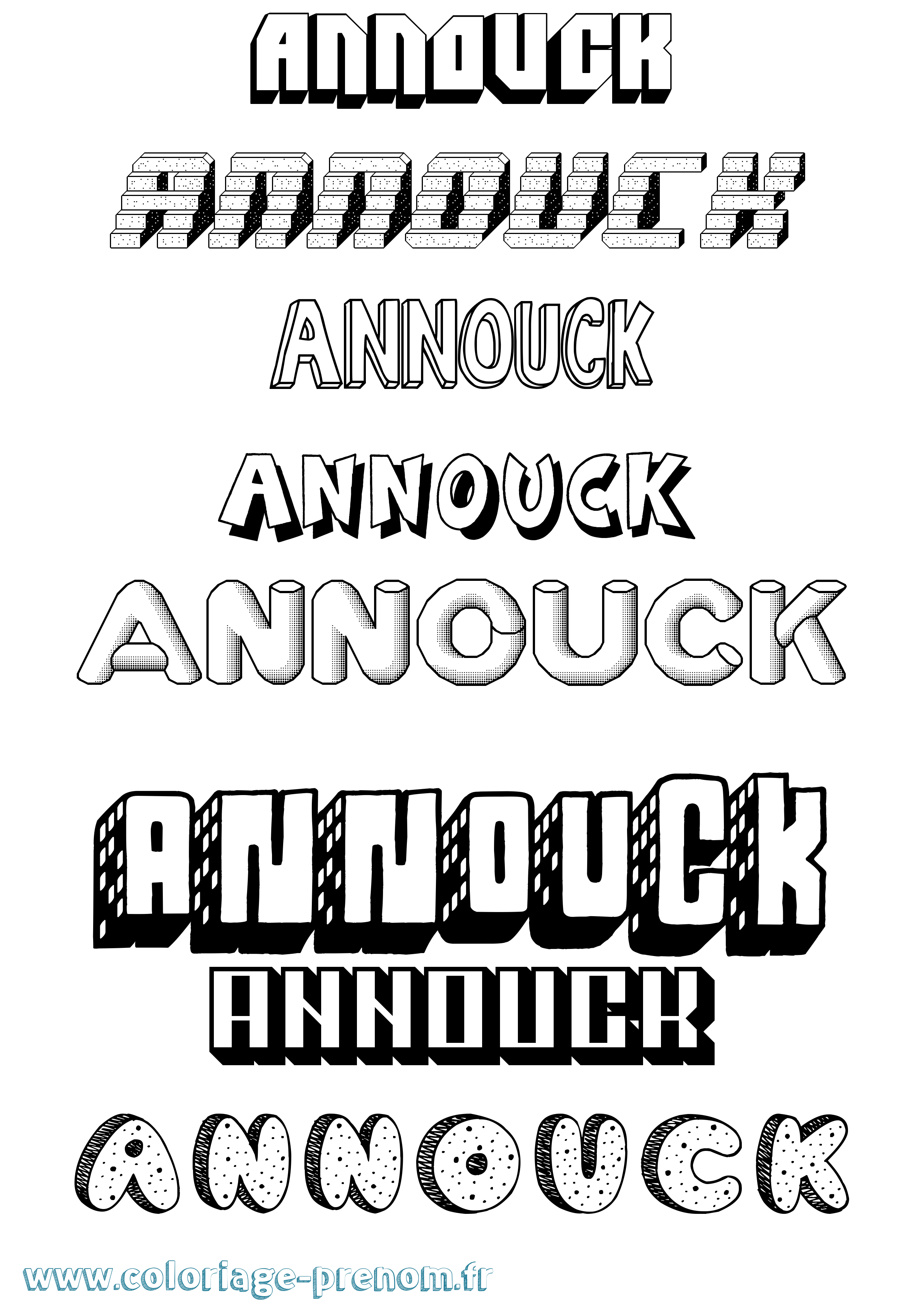 Coloriage prénom Annouck Effet 3D