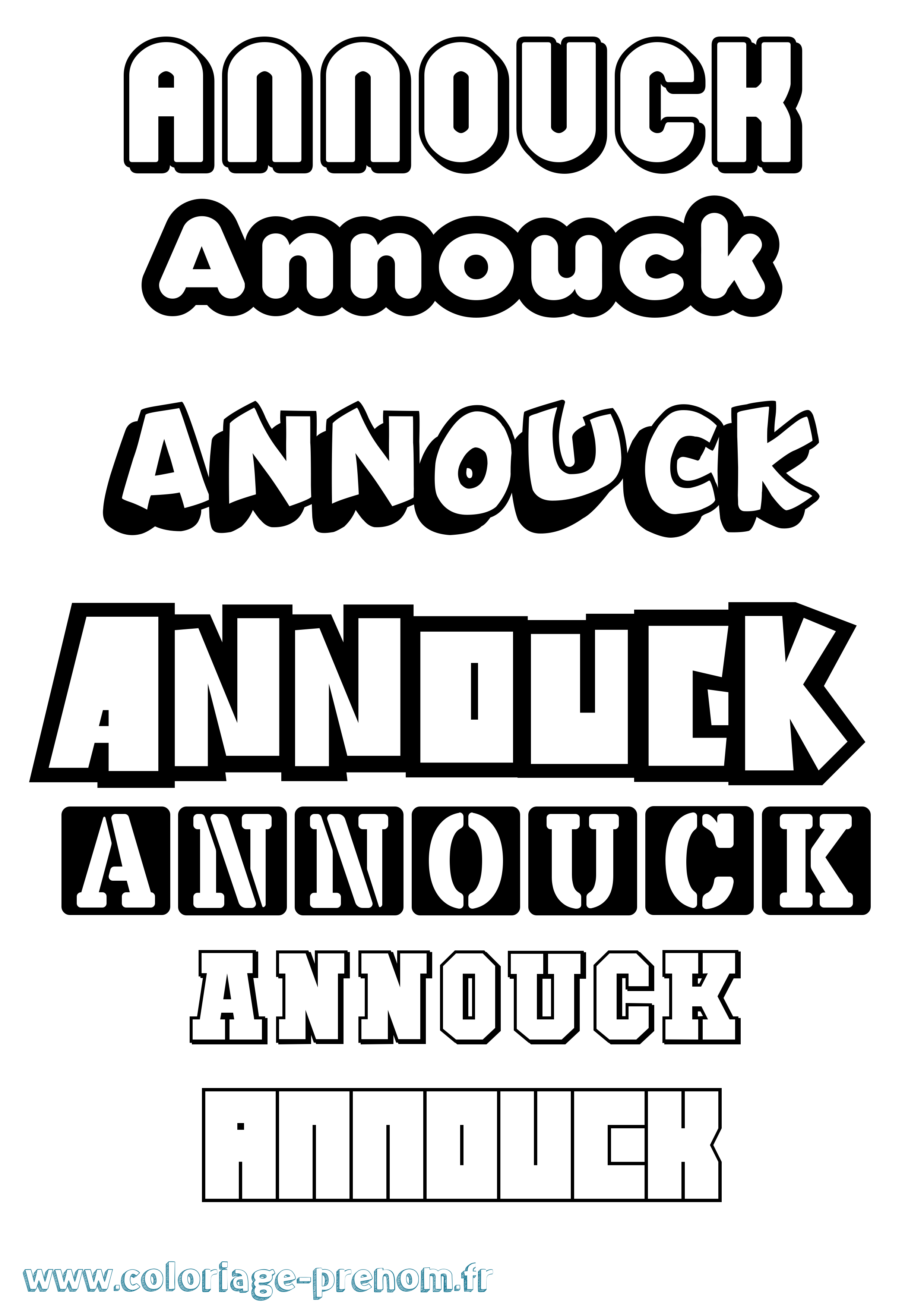Coloriage prénom Annouck Simple