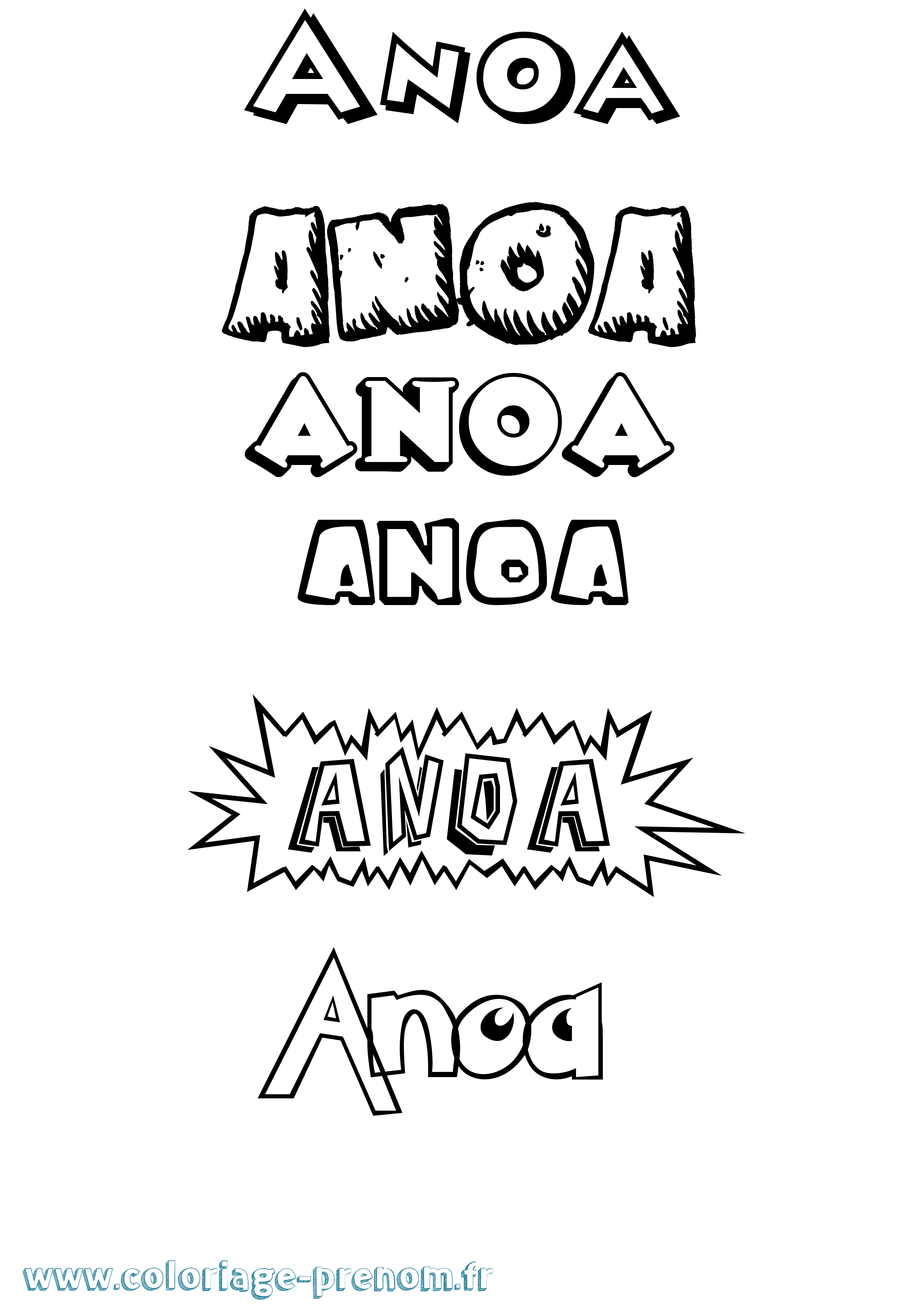 Coloriage prénom Anoa Dessin Animé