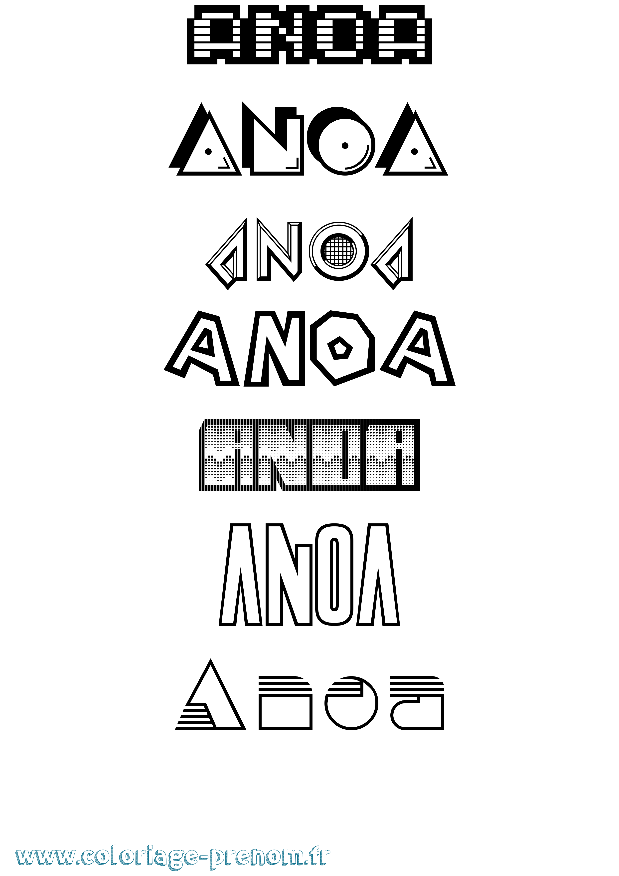 Coloriage prénom Anoa Jeux Vidéos