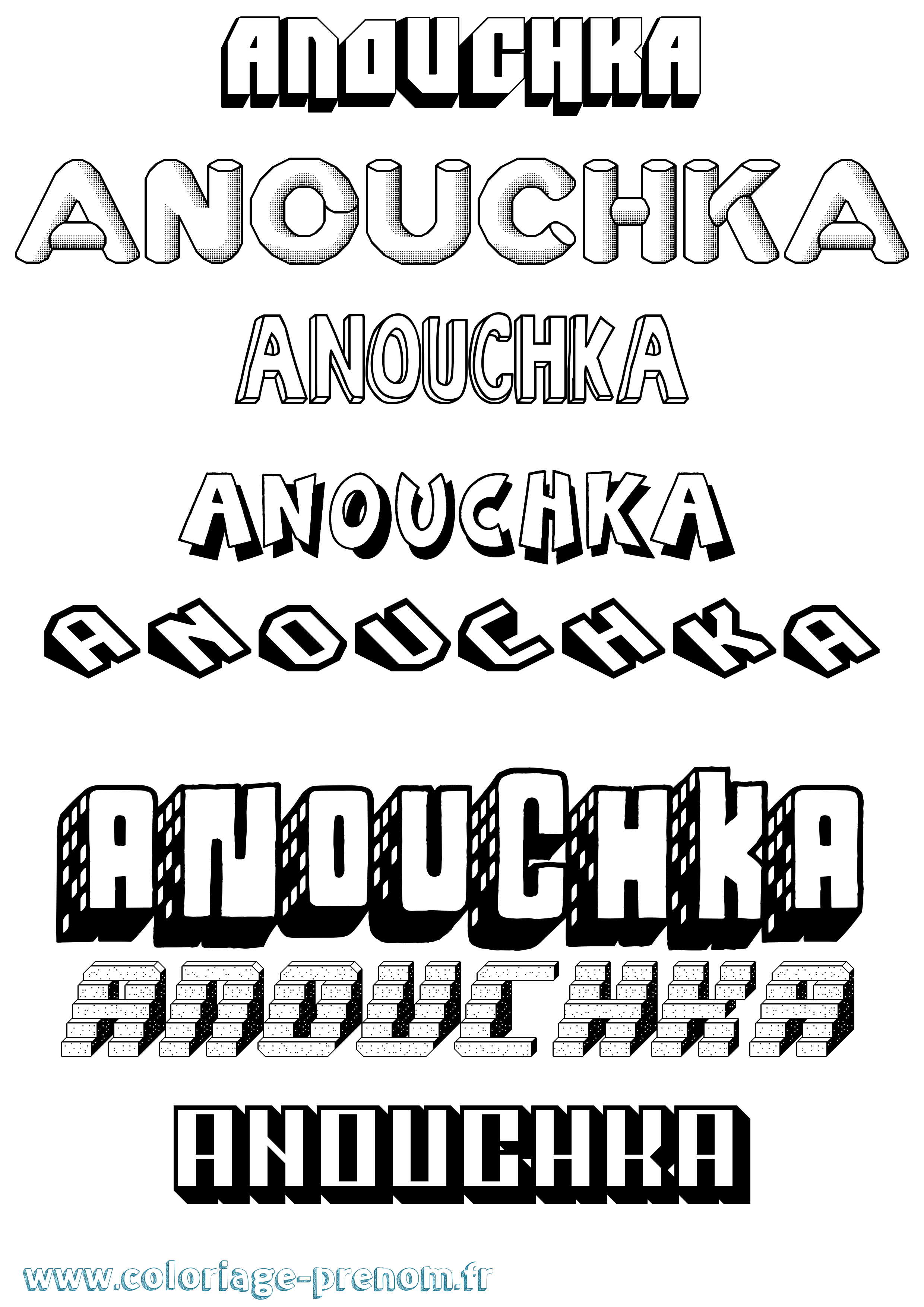 Coloriage prénom Anouchka Effet 3D