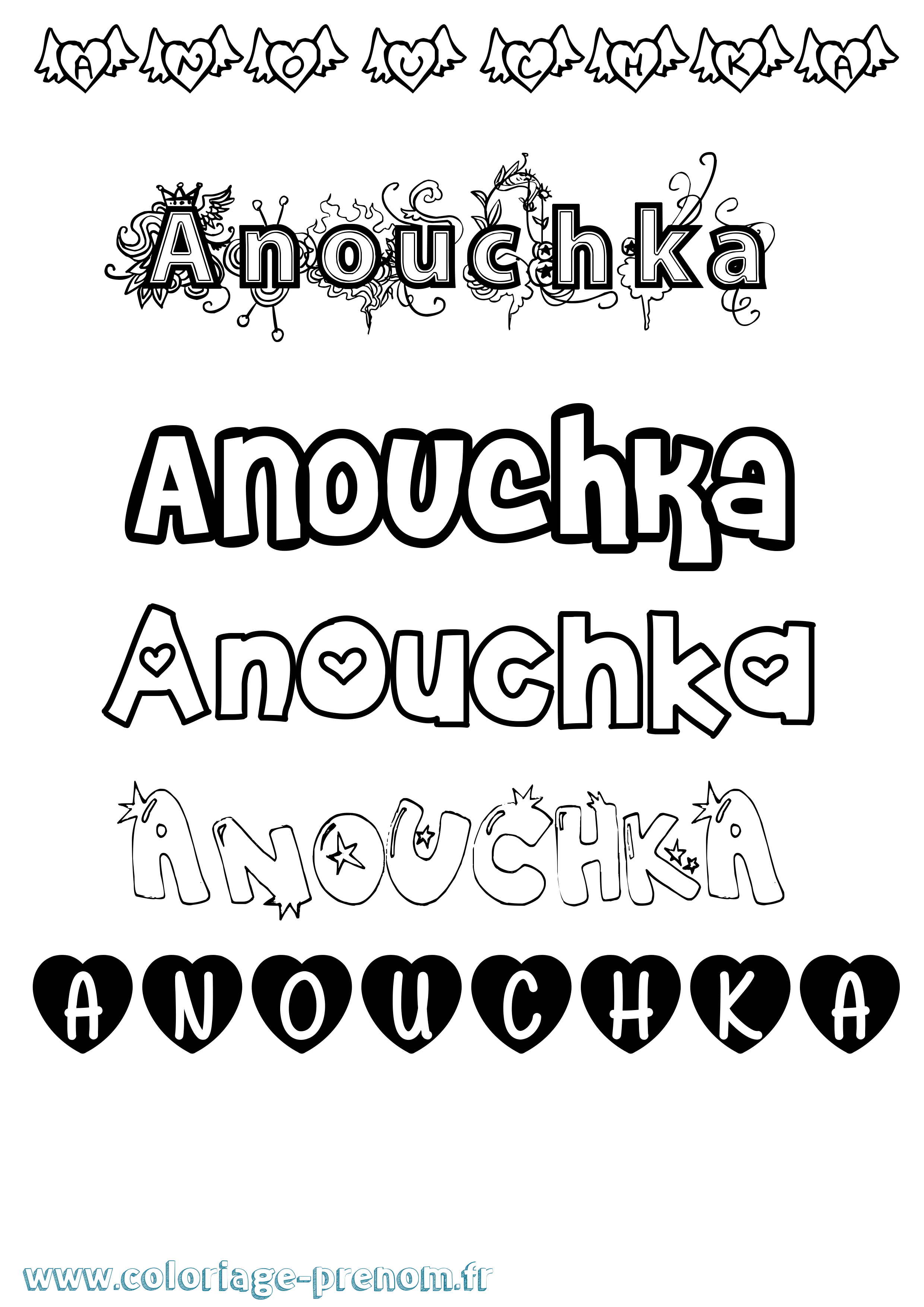 Coloriage prénom Anouchka Girly