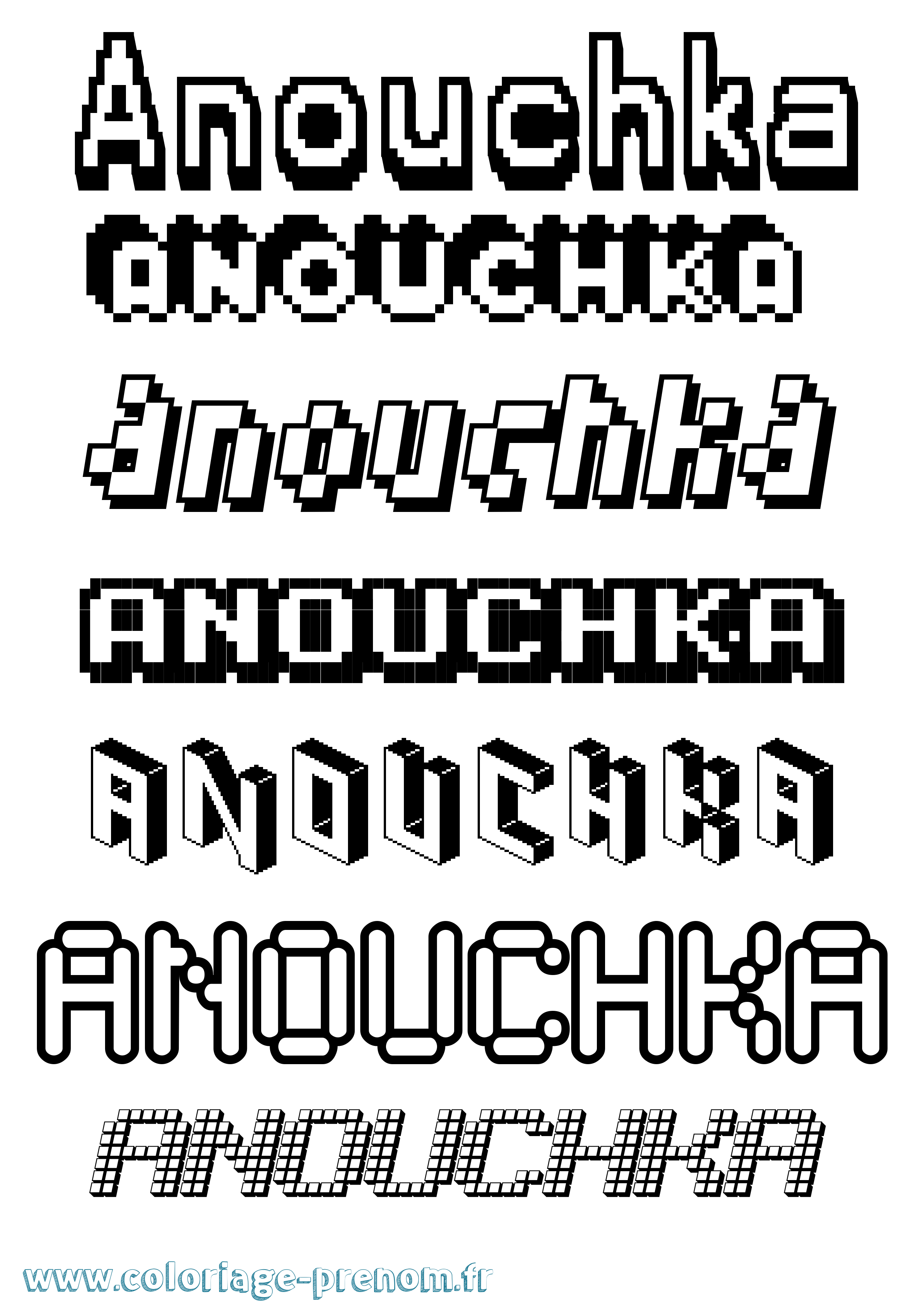 Coloriage prénom Anouchka Pixel