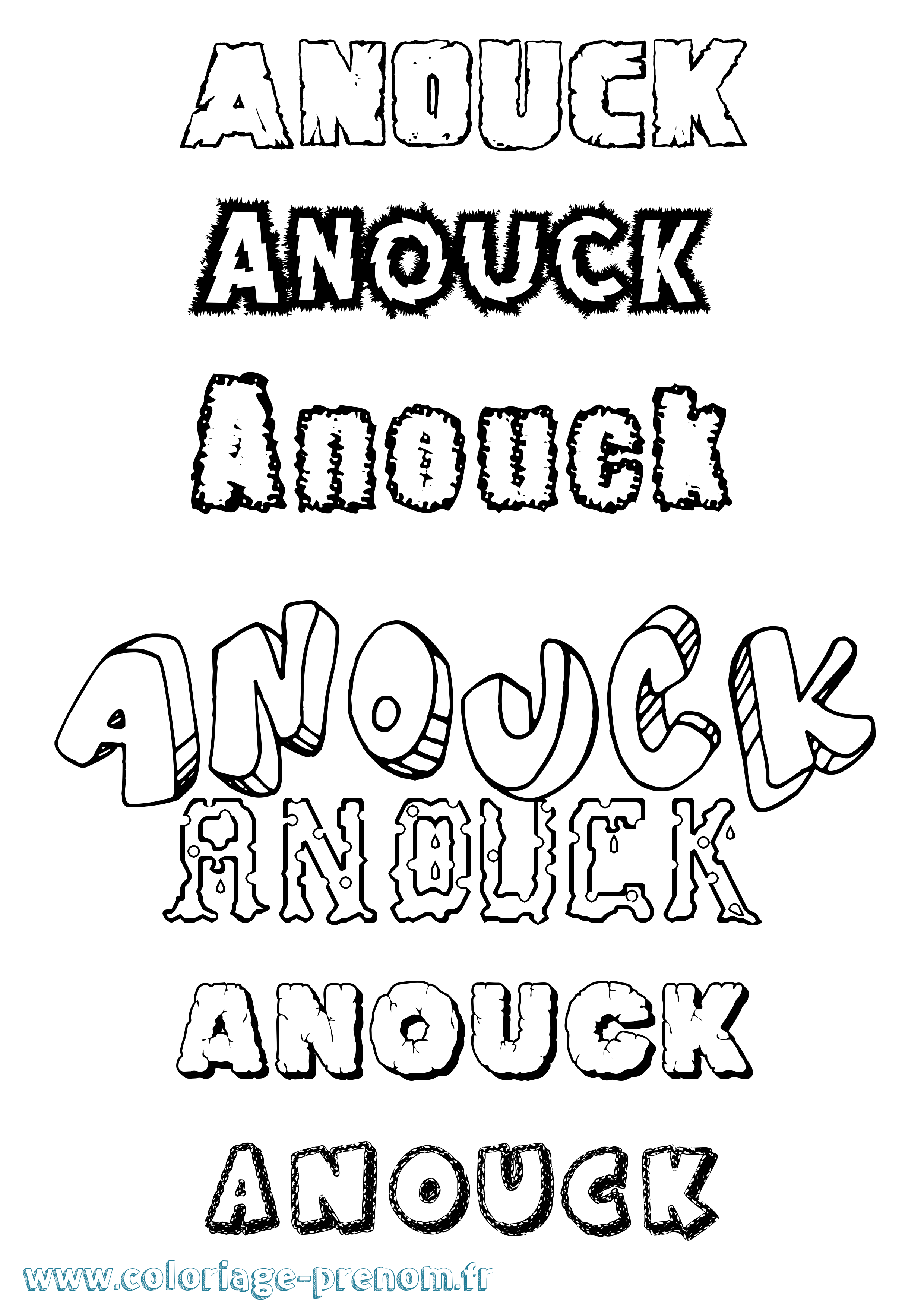 Coloriage prénom Anouck Destructuré