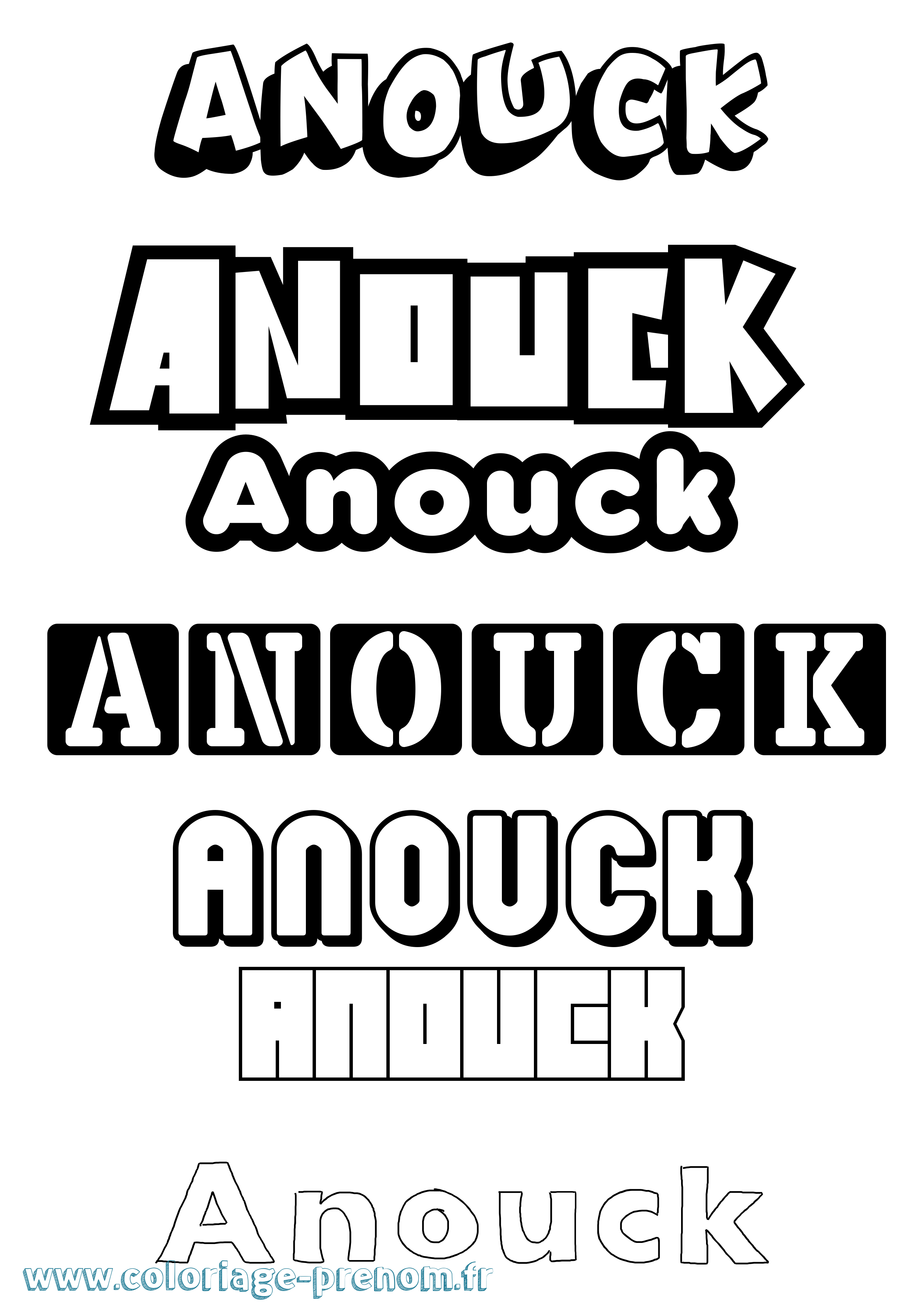 Coloriage prénom Anouck Simple