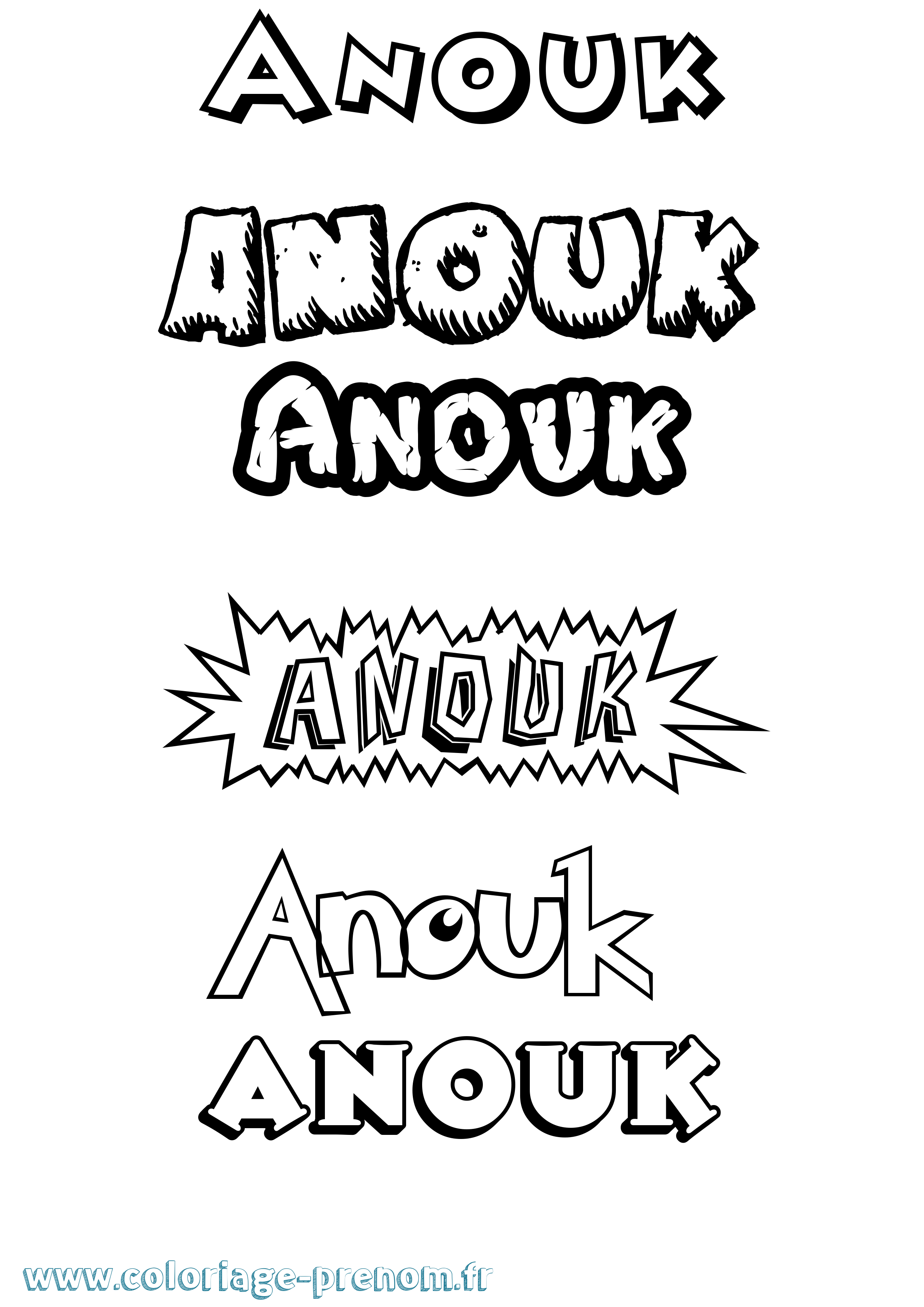Coloriage prénom Anouk Dessin Animé