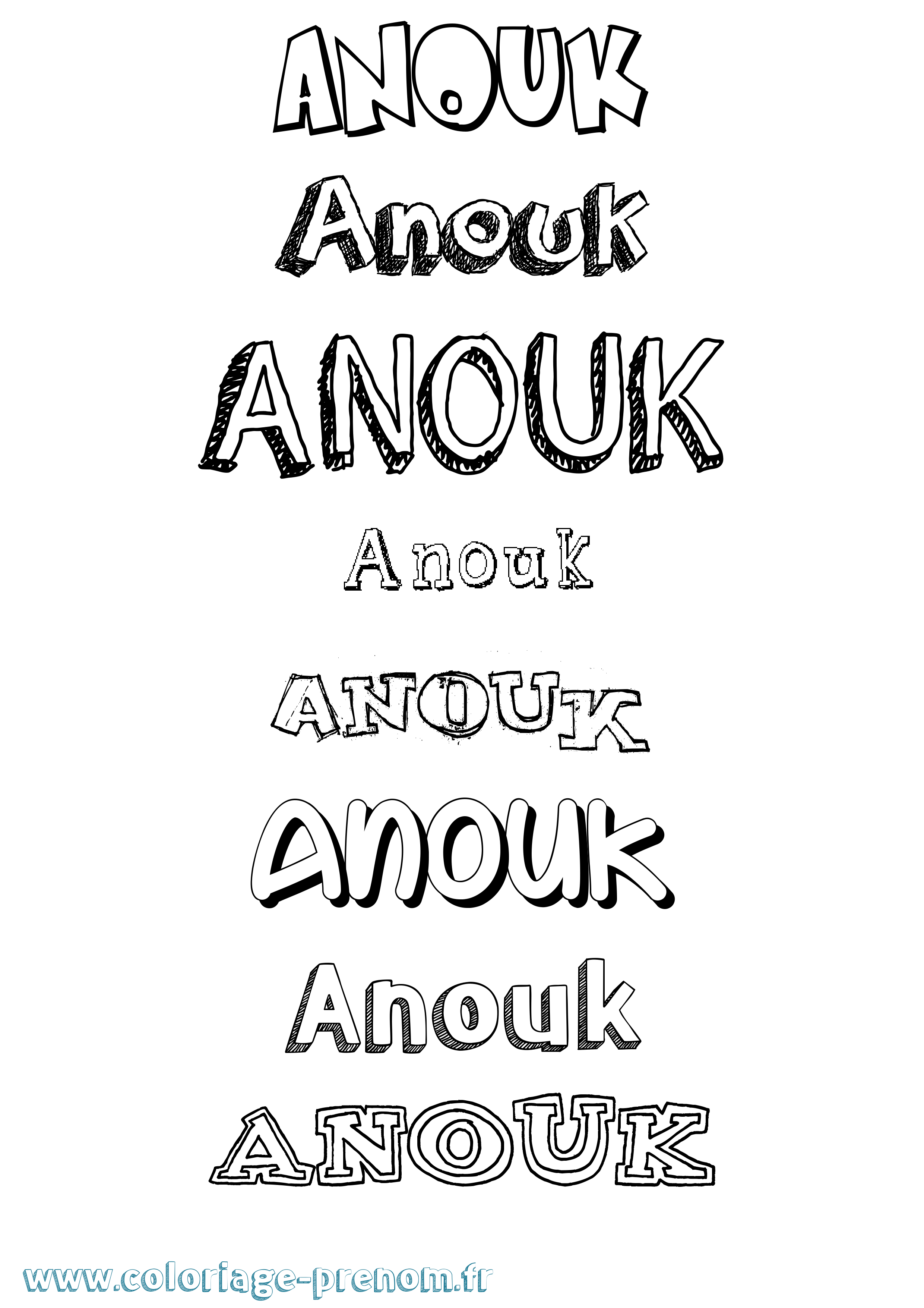 Coloriage prénom Anouk Dessiné