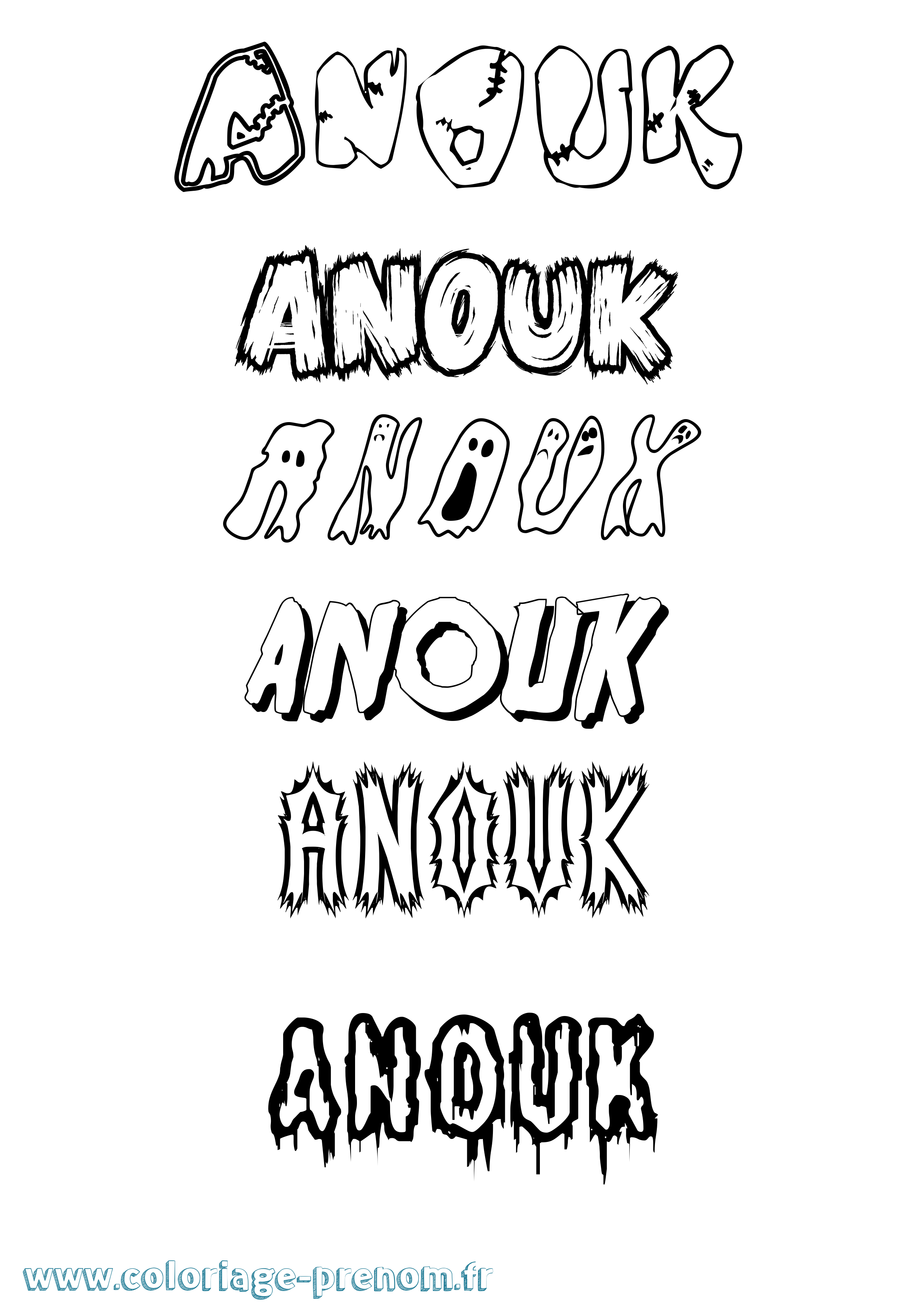 Coloriage prénom Anouk