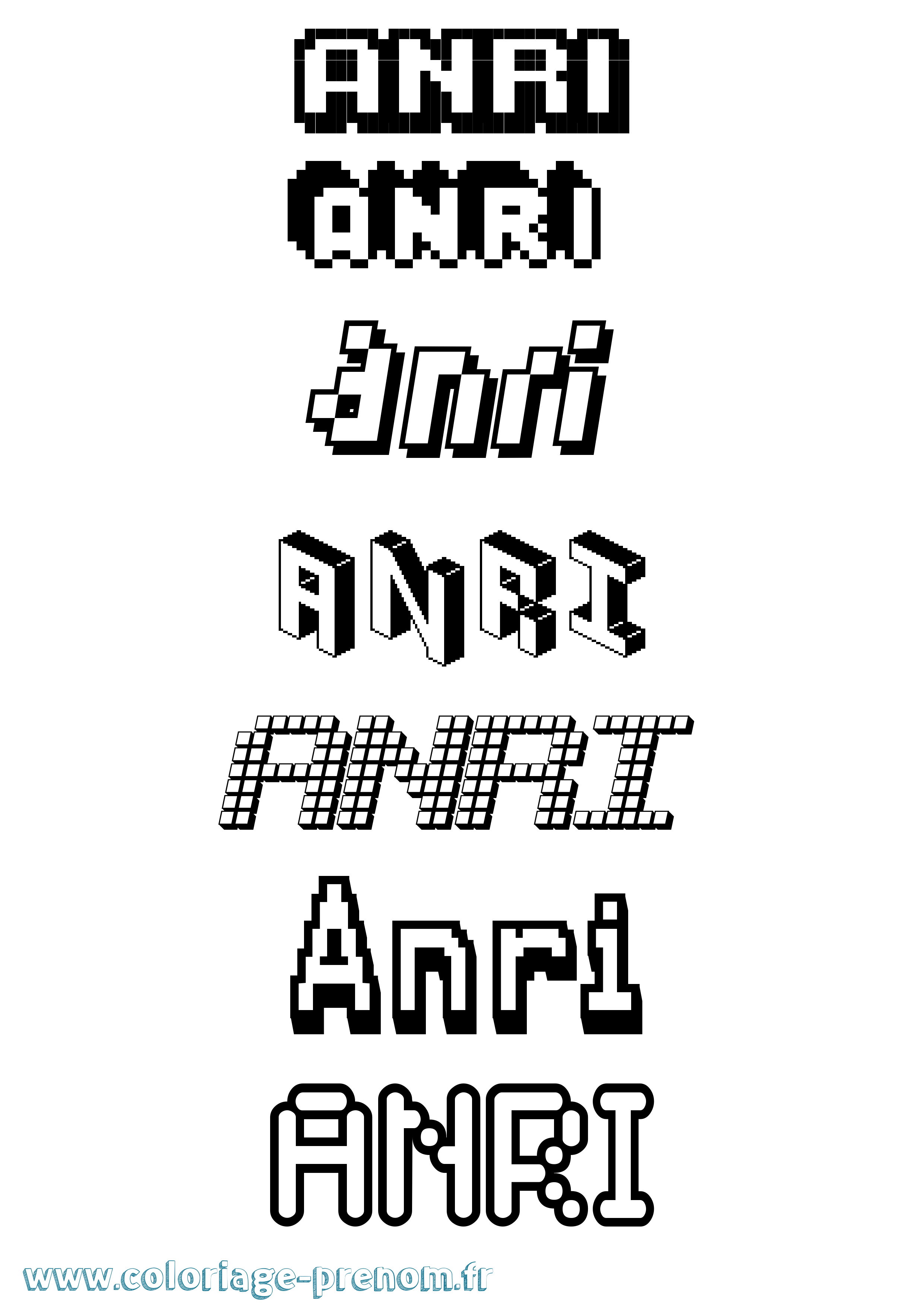 Coloriage prénom Anri Pixel