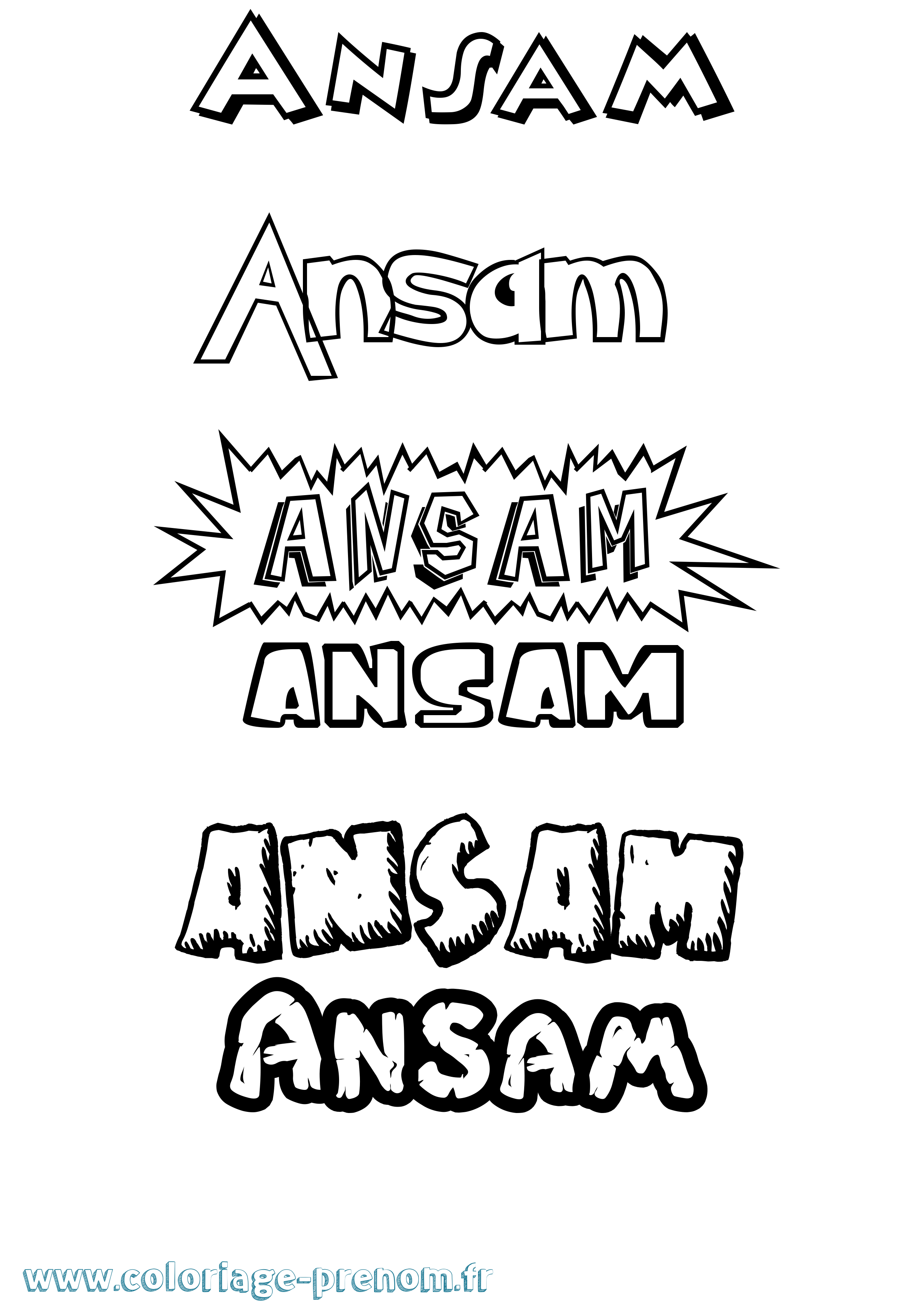 Coloriage prénom Ansam Dessin Animé