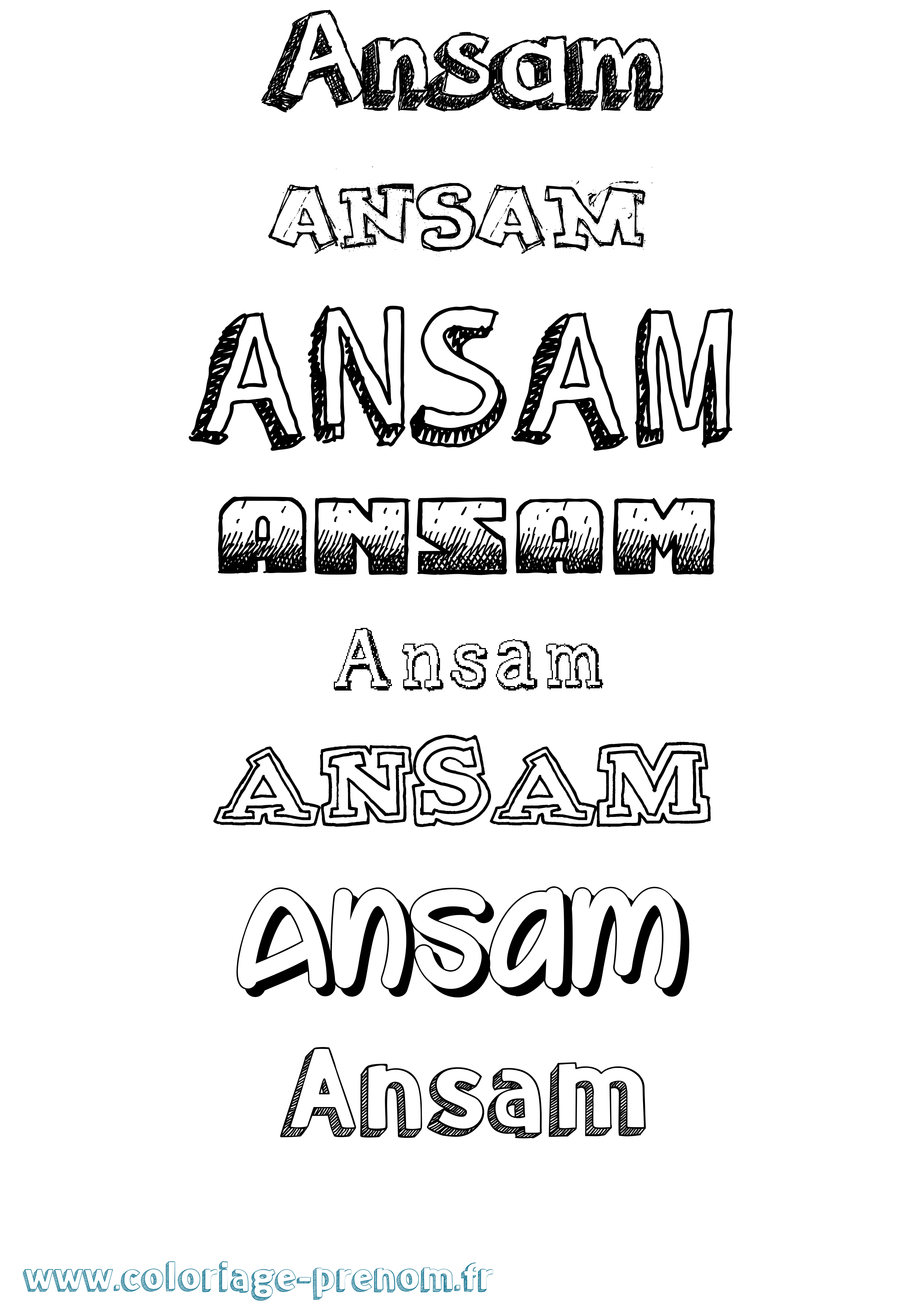 Coloriage prénom Ansam Dessiné