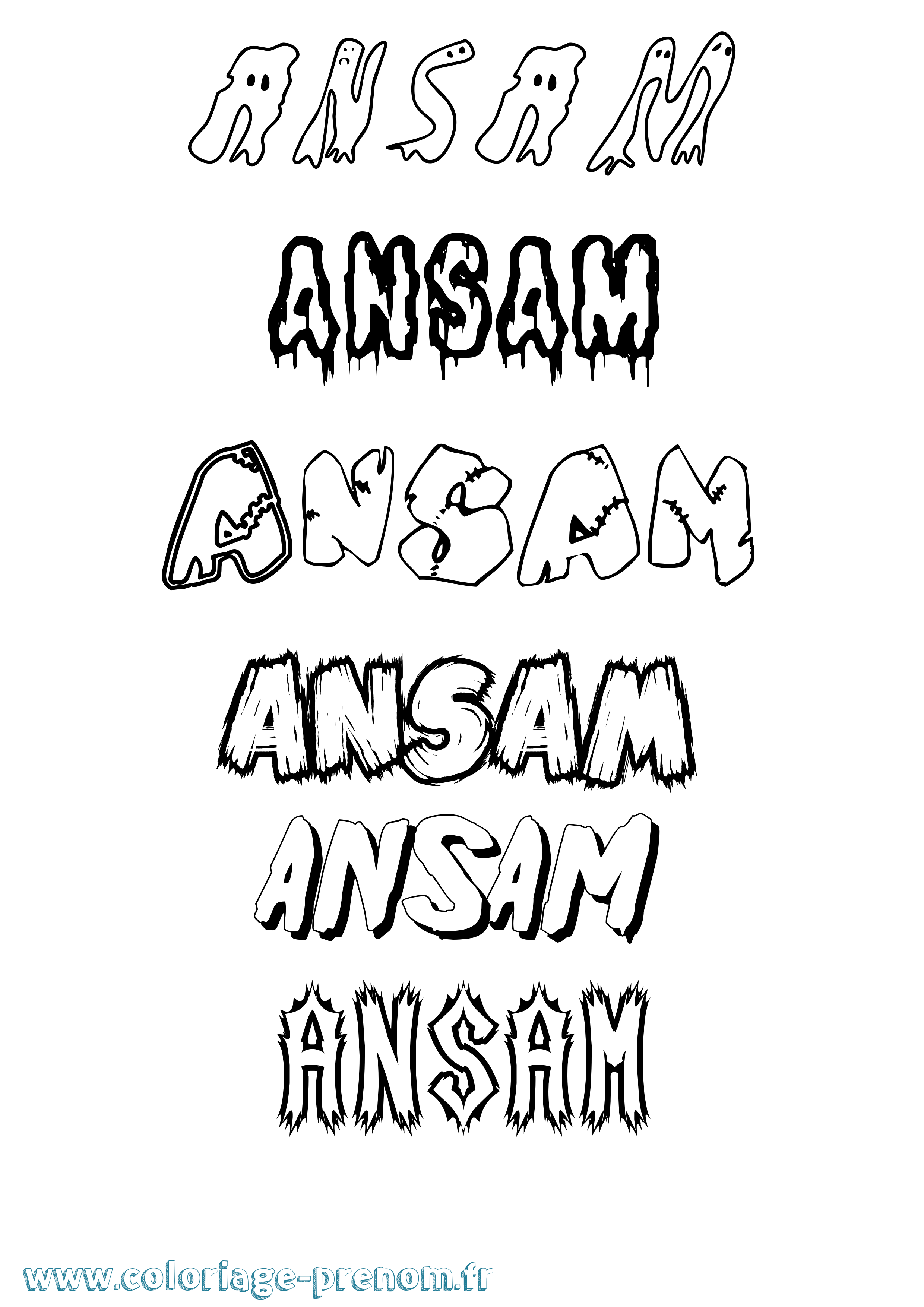 Coloriage prénom Ansam Frisson