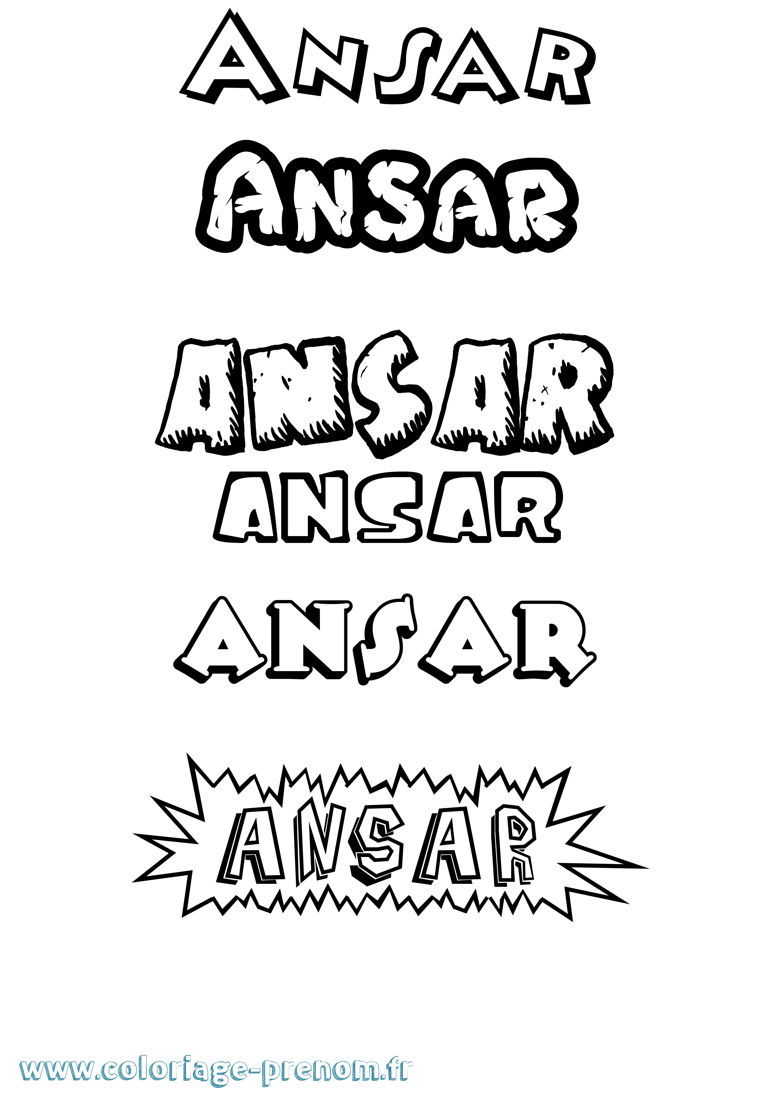 Coloriage prénom Ansar Dessin Animé