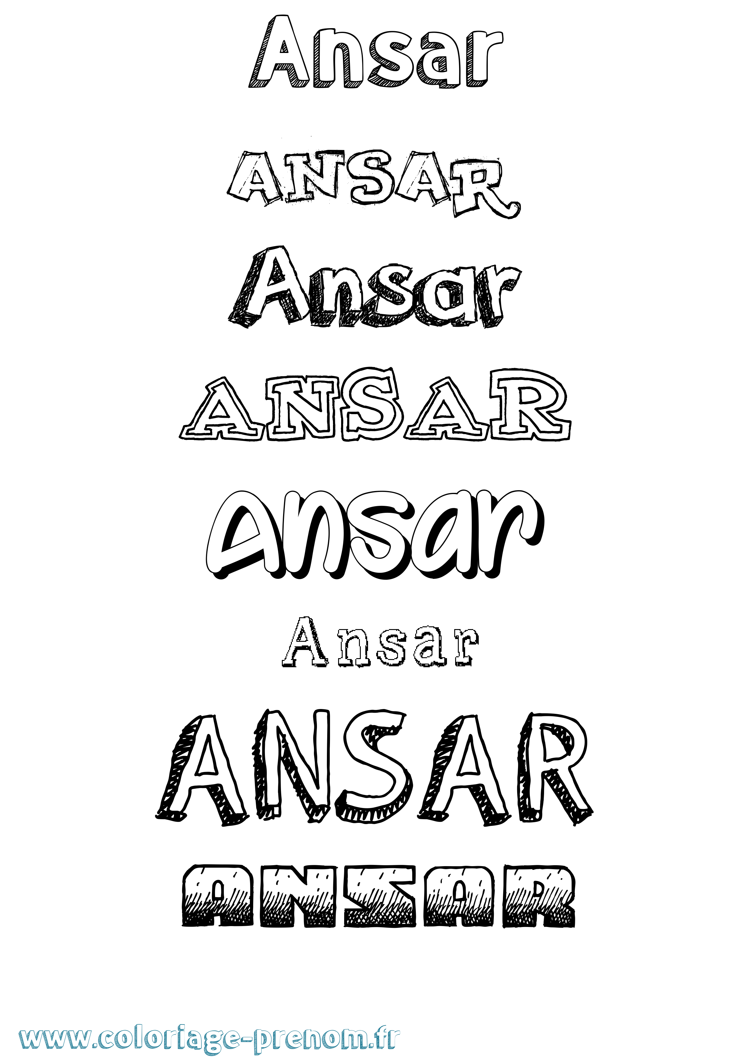 Coloriage prénom Ansar Dessiné