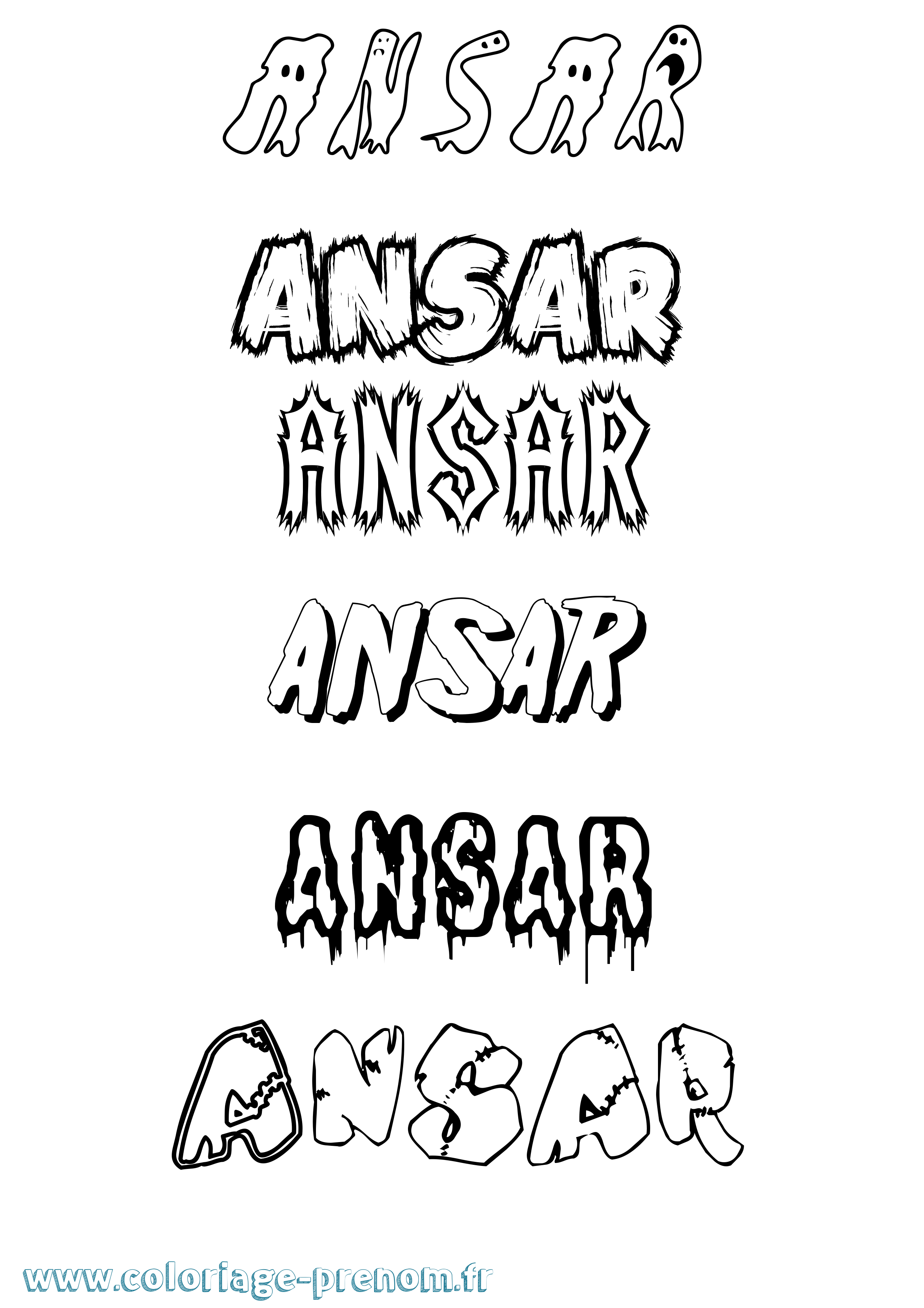 Coloriage prénom Ansar Frisson