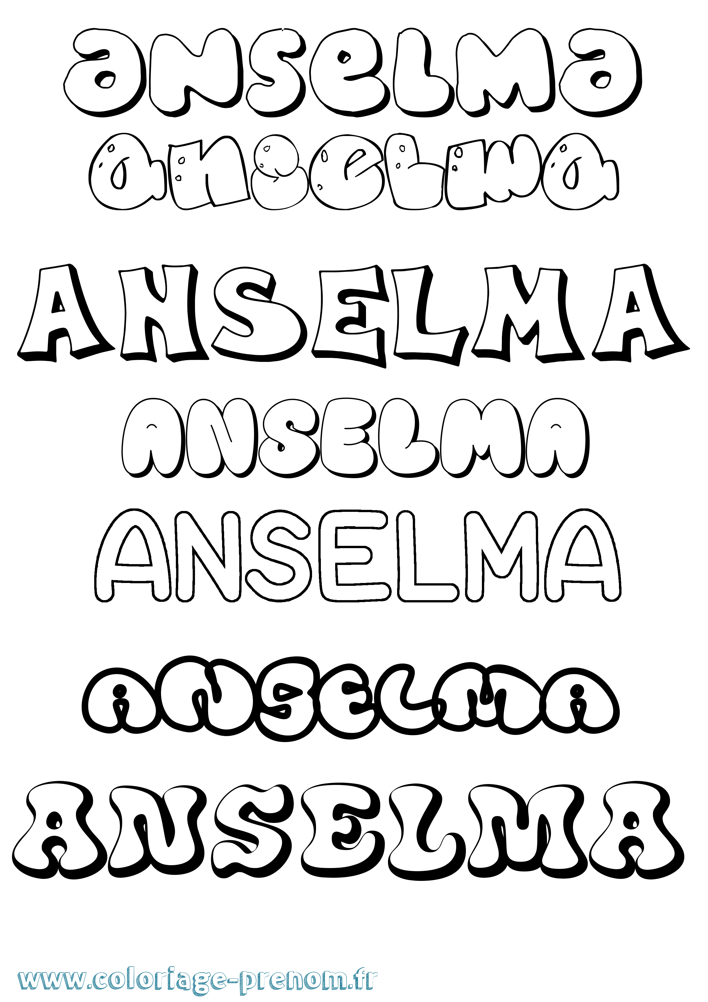 Coloriage Anselma Bubble Coloriage prénom Anselma Bubble