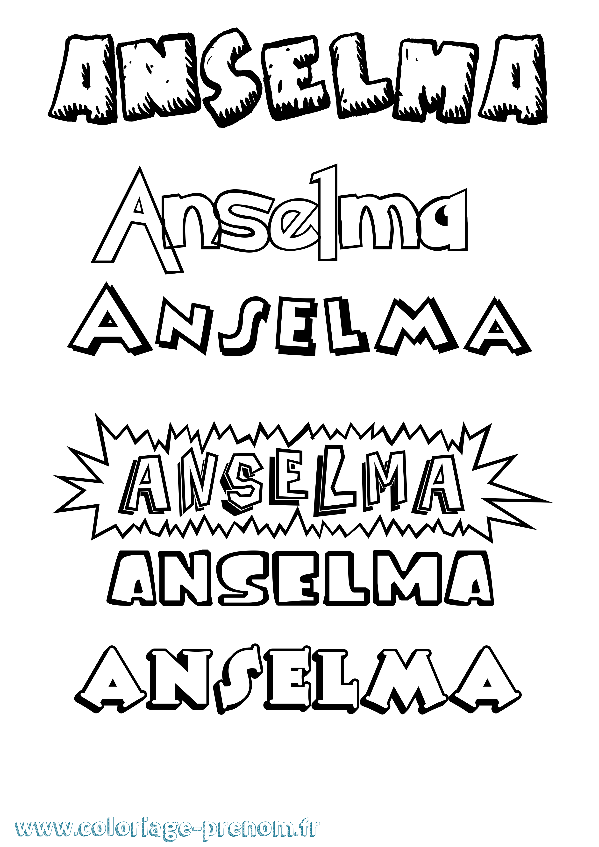 Coloriage prénom Anselma Dessin Animé