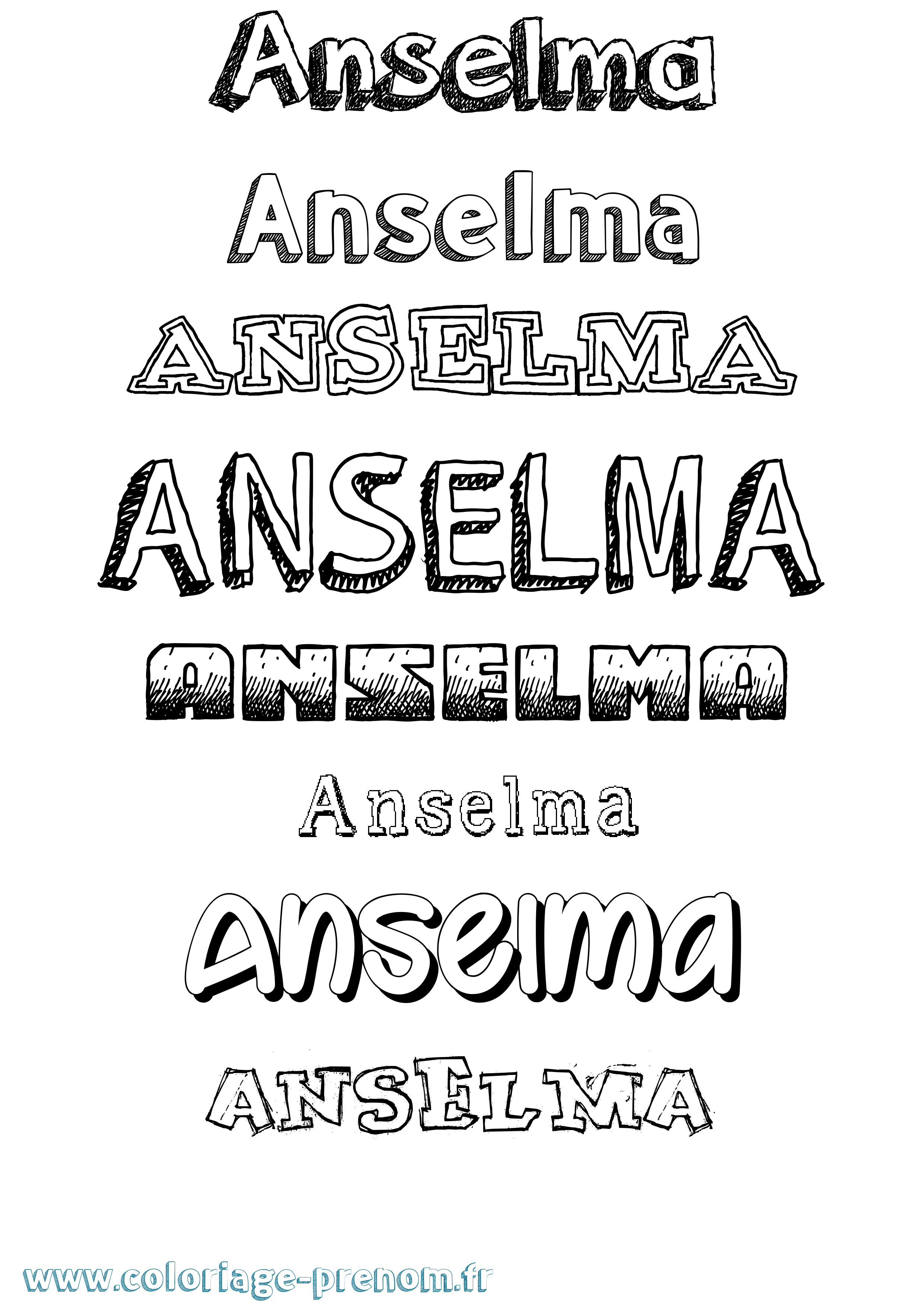 Coloriage Anselma Dessiné Coloriage prénom Anselma Dessiné
