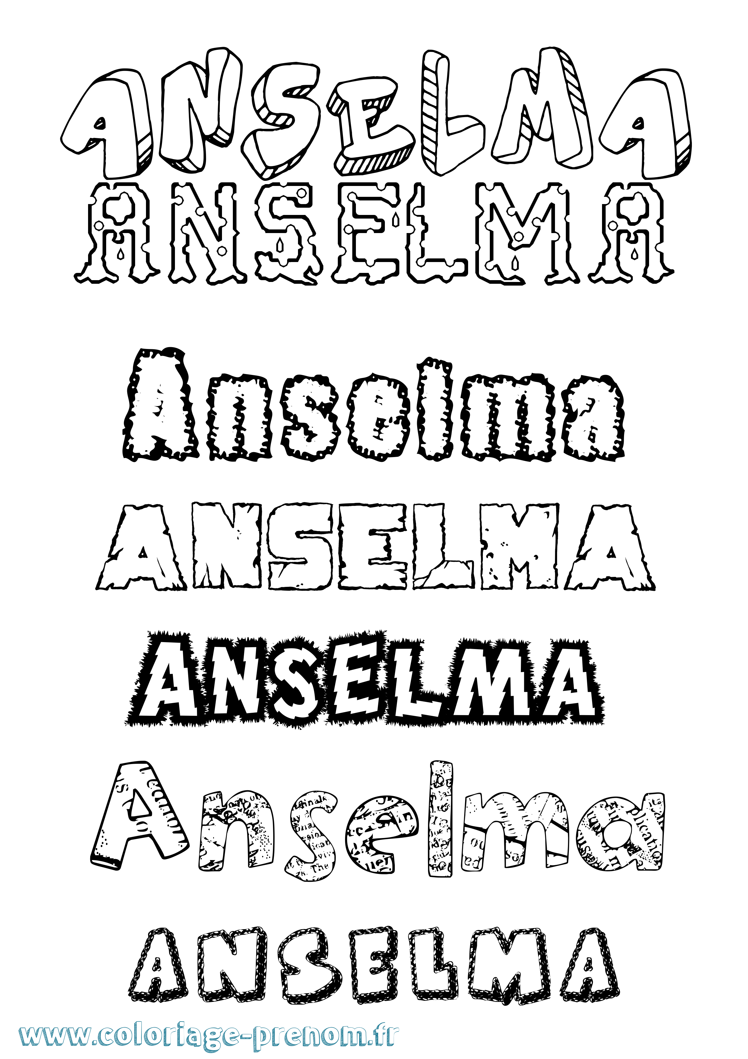 Coloriage Anselma Destructuré Coloriage prénom Anselma Destructuré