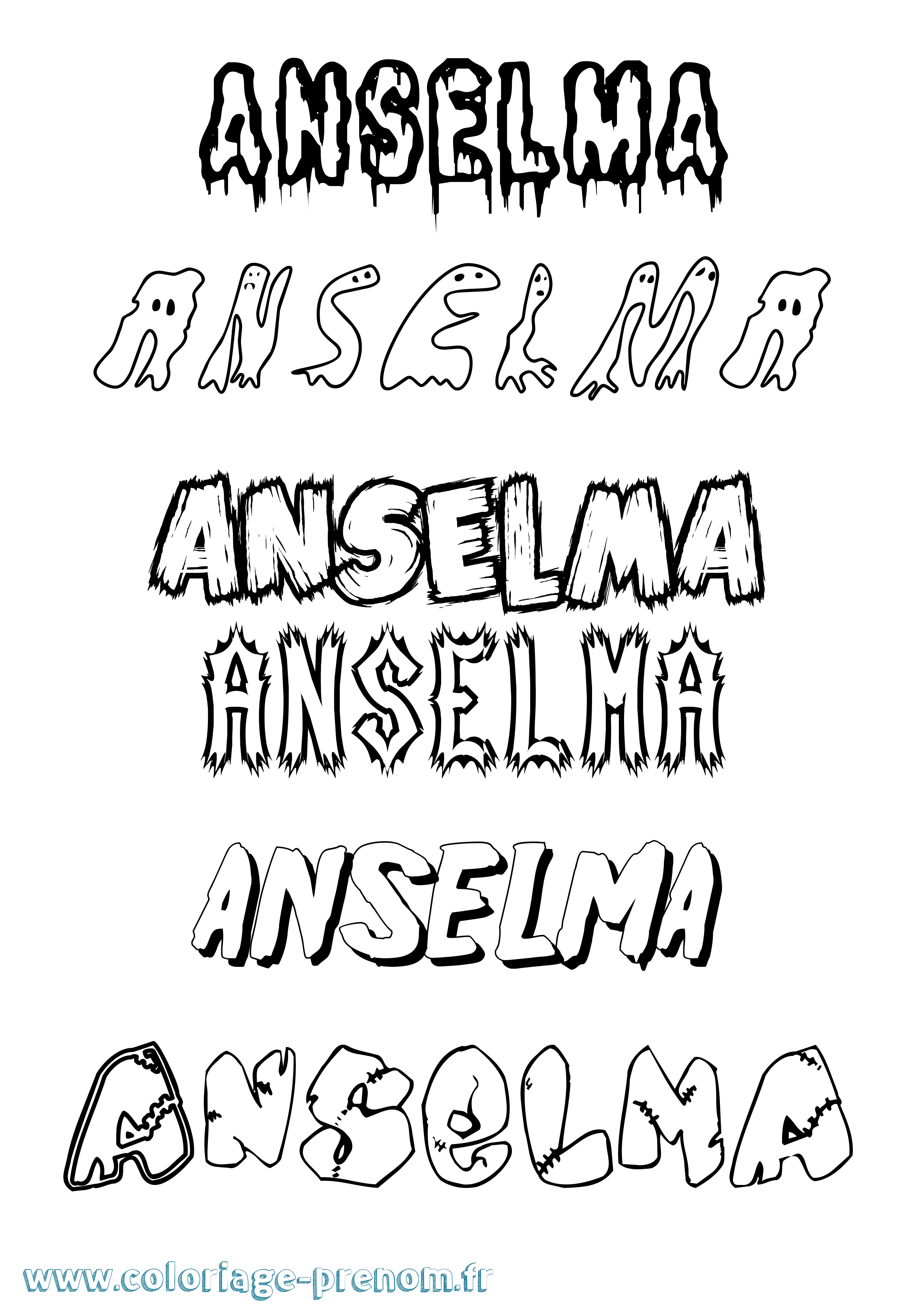 Coloriage prénom Anselma Frisson