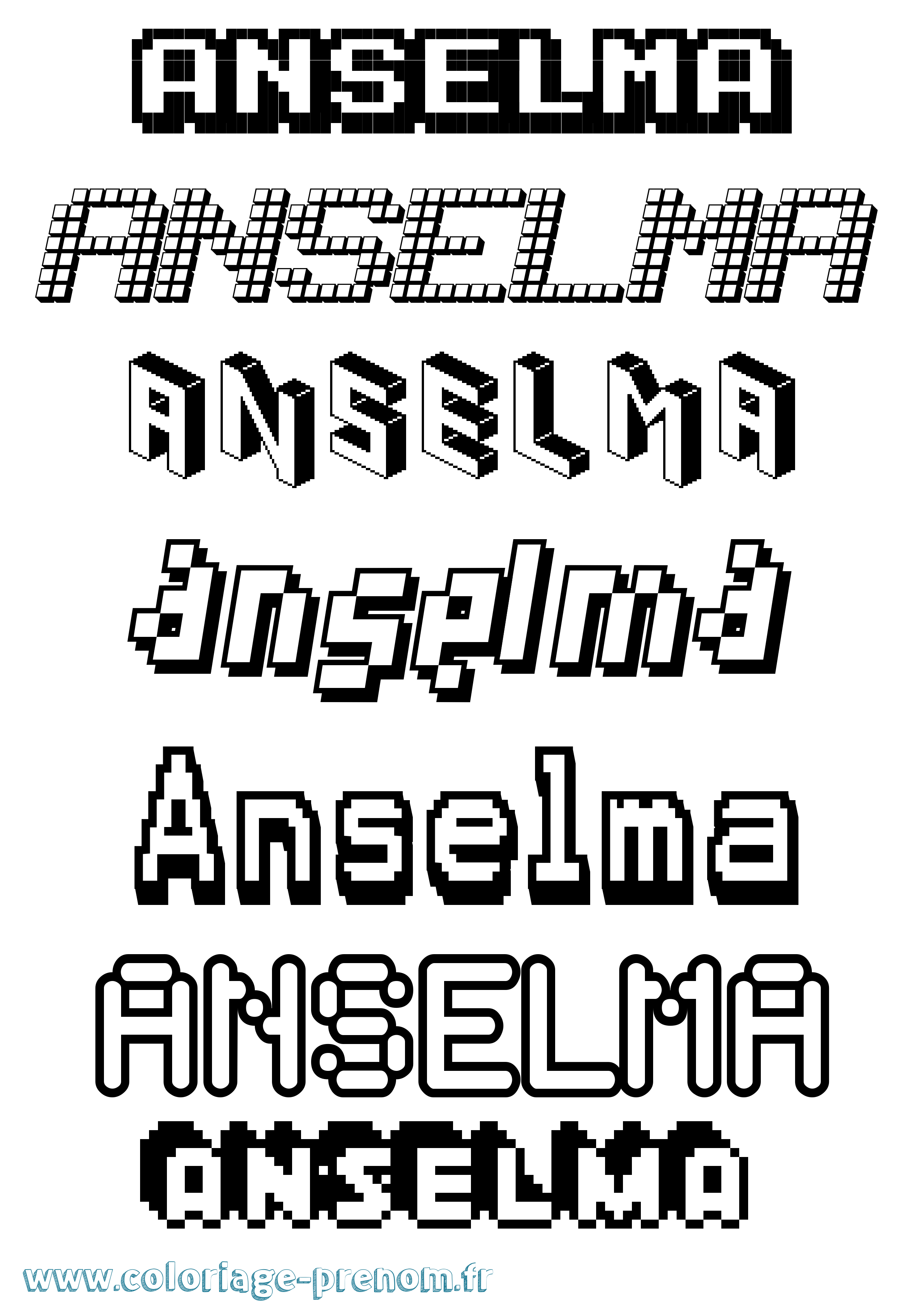 Coloriage Anselma Pixel Coloriage prénom Anselma Pixel